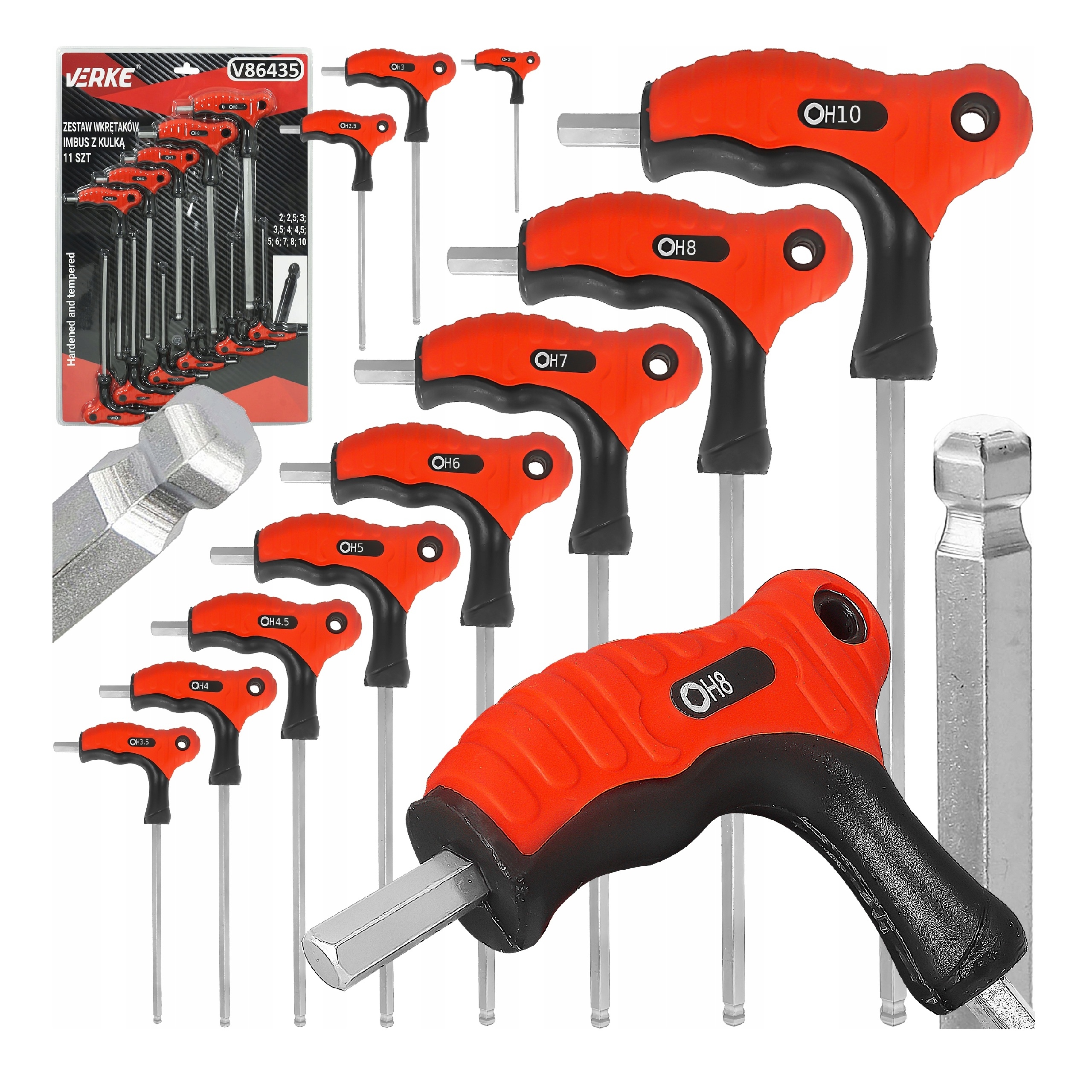 WKRĘTAKI KLUCZE KĄTOWE IMBUS IMBUSOWE MŁOTKI UCHWYTEM ZESTAW WKRĘTAKÓW HEX | V86435 | 5904673572688