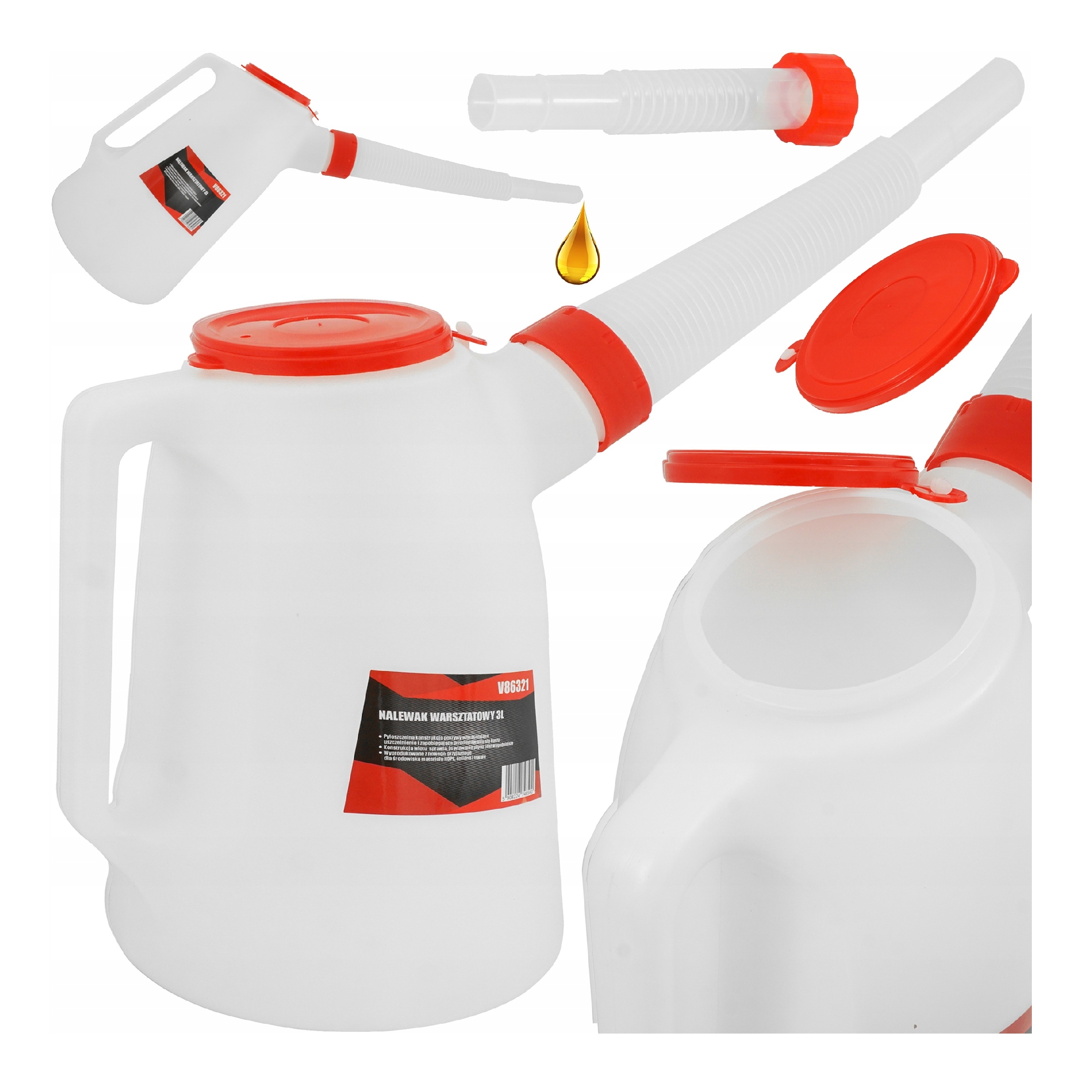 NALEWAK WARSZTATOWY KONEWKA LEJEK ELASTYCZNY Z PODZIAŁKĄ DO OLEJU PŁYNÓW 3L | V86321 | 5908224748560