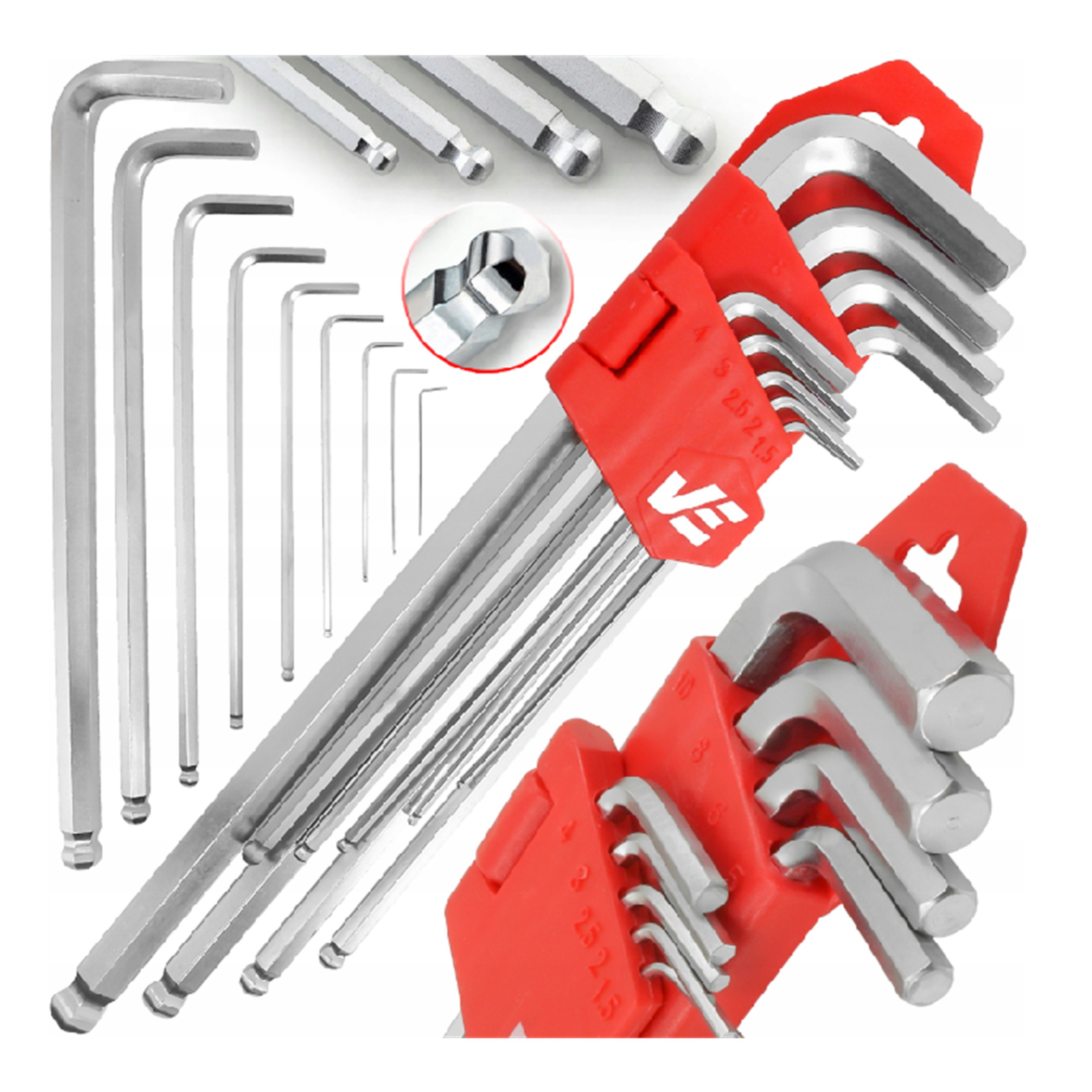 KLUCZE IMBUSOWE ZESTAW KLUCZY IMBUSOWYCH IMBUSY 1,5-10mm IMBUS KULKĄ HEX 9e | V35505 | 5902963494580