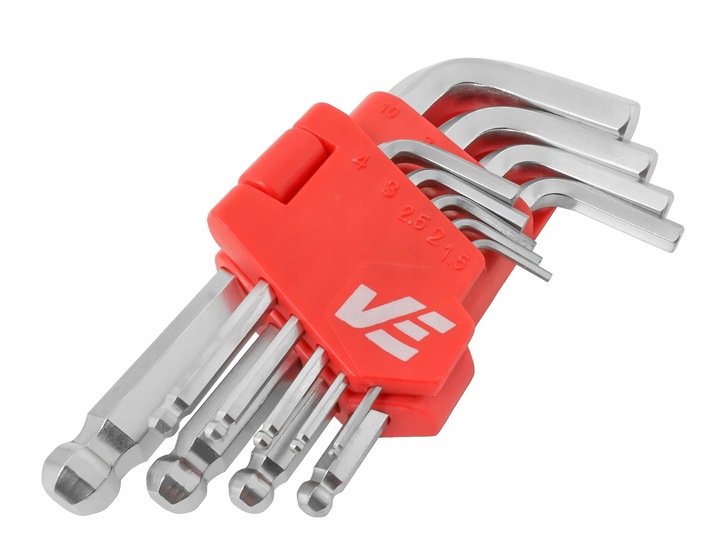 KLUCZE IMBUSOWE ZESTAW KLUCZY IMBUSOWYCH IMBUSY 1,5-10mm IMBUS KULKĄ HEX 9e | V35503 | 5902963494573