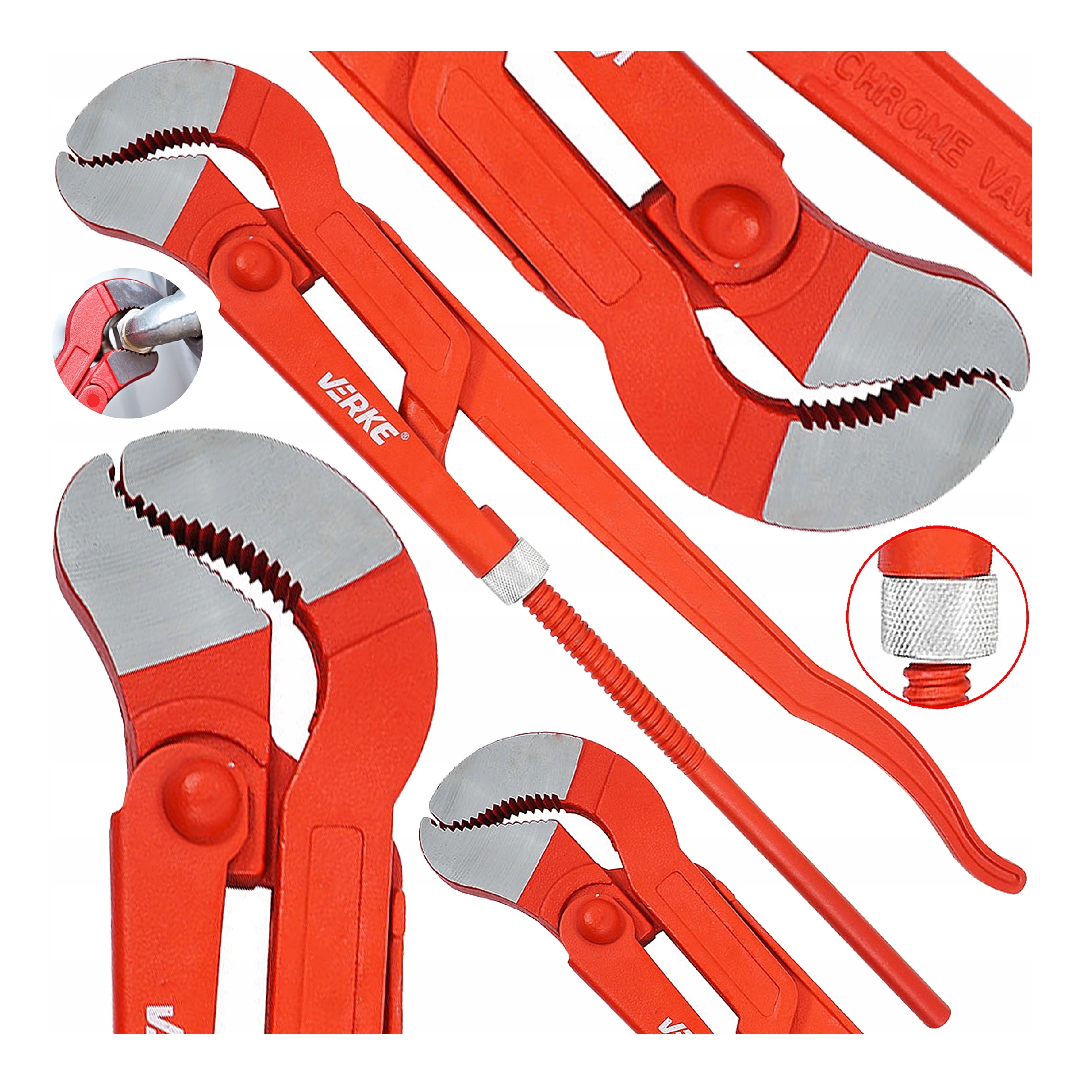 KLUCZ HYDRAULICZNY DO RUR SZWEDZKI NASTAWNY CĘGI ŻABA ŻABKA TYP S 2'' CALE | V86512 | 5908224743473