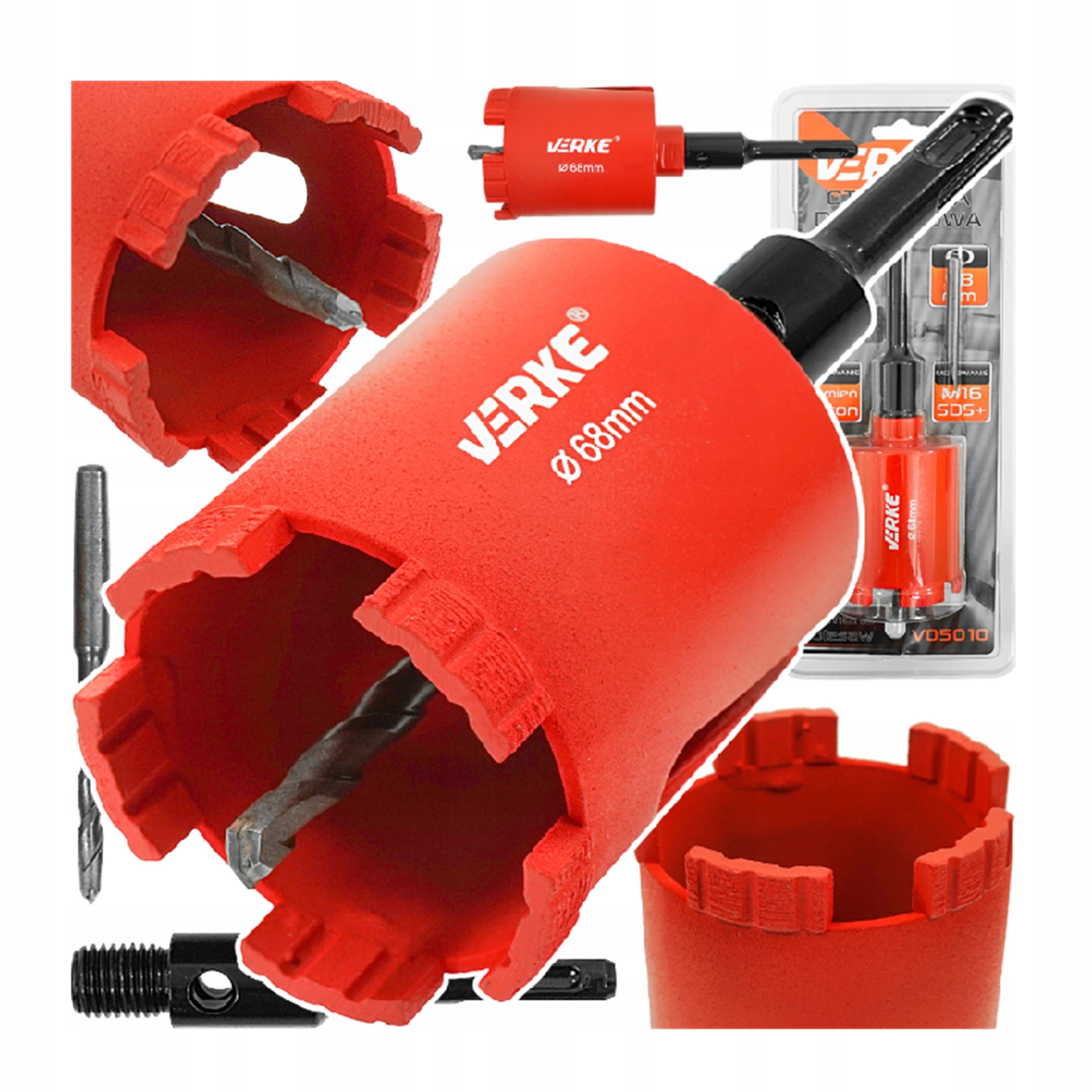 OTWORNICA SEGMENTOWA DIAMENTOWA 68mm KORONKA WIERTŁO DO BETONU PUSZEK SDS+ | V05010 | 5904673579472