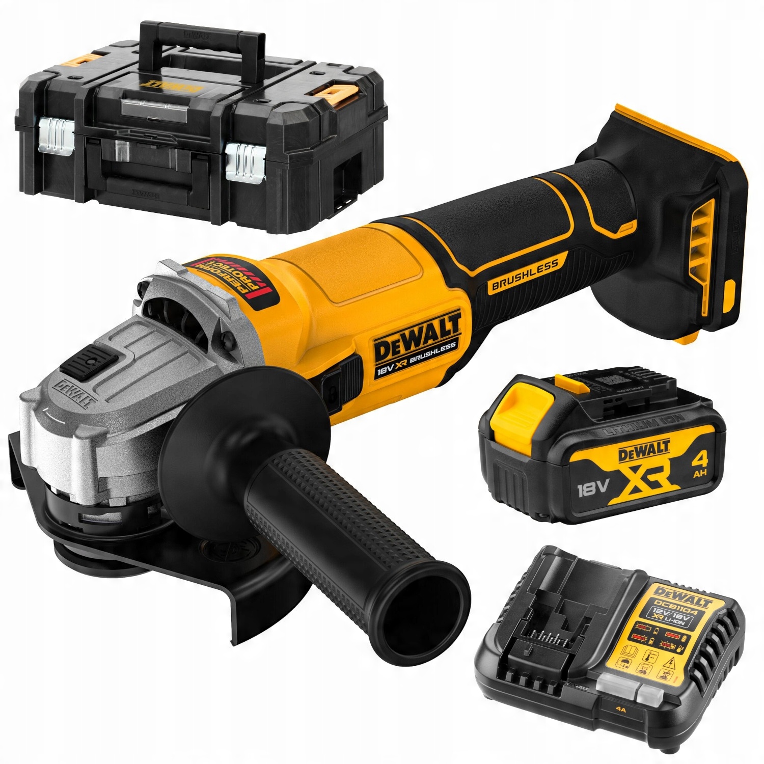 SZLIFIERKA KĄTOWA AKUMULATOROWA DEWALT DCG407M1T 1x4,0Ah BL 18V | DCG407M1T-QW | 5035048844311