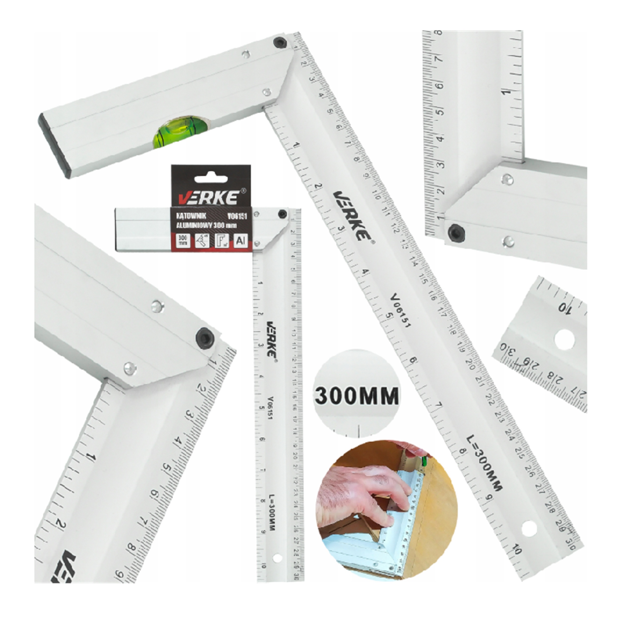 KĄTOWNIK STOLARSKI CIESIELSKI ALUMINIOWY BUDOWLANY WINKIEL PRZYMIAR 300mm | V06151 | 5908224749482