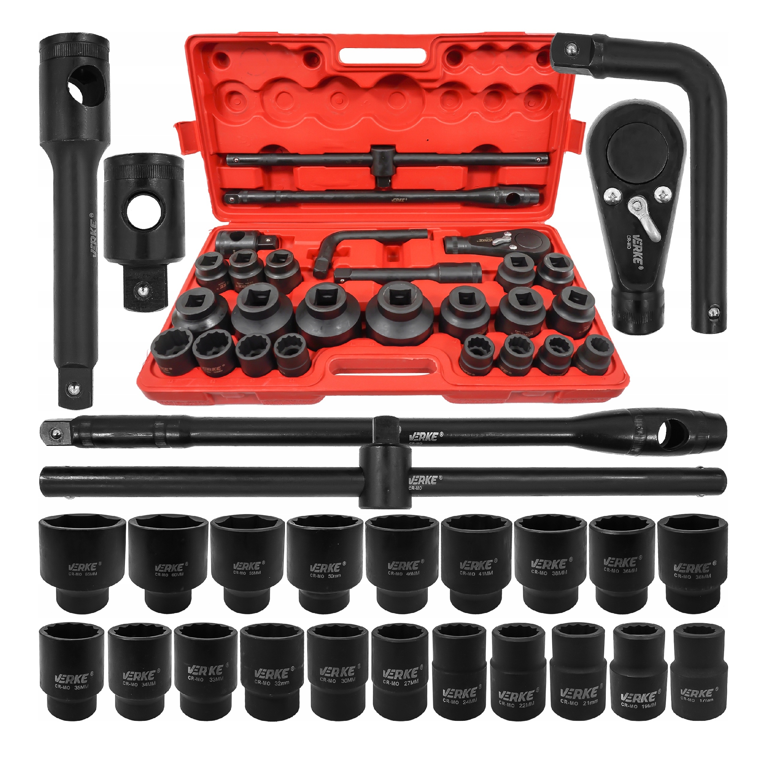 NASADKI UDAROWE 3/4 1 CAL ZESTAW NASADEK UDAROWYCH KLUCZE NASADOWE 17-65 mm | V39472 | 5904673573043