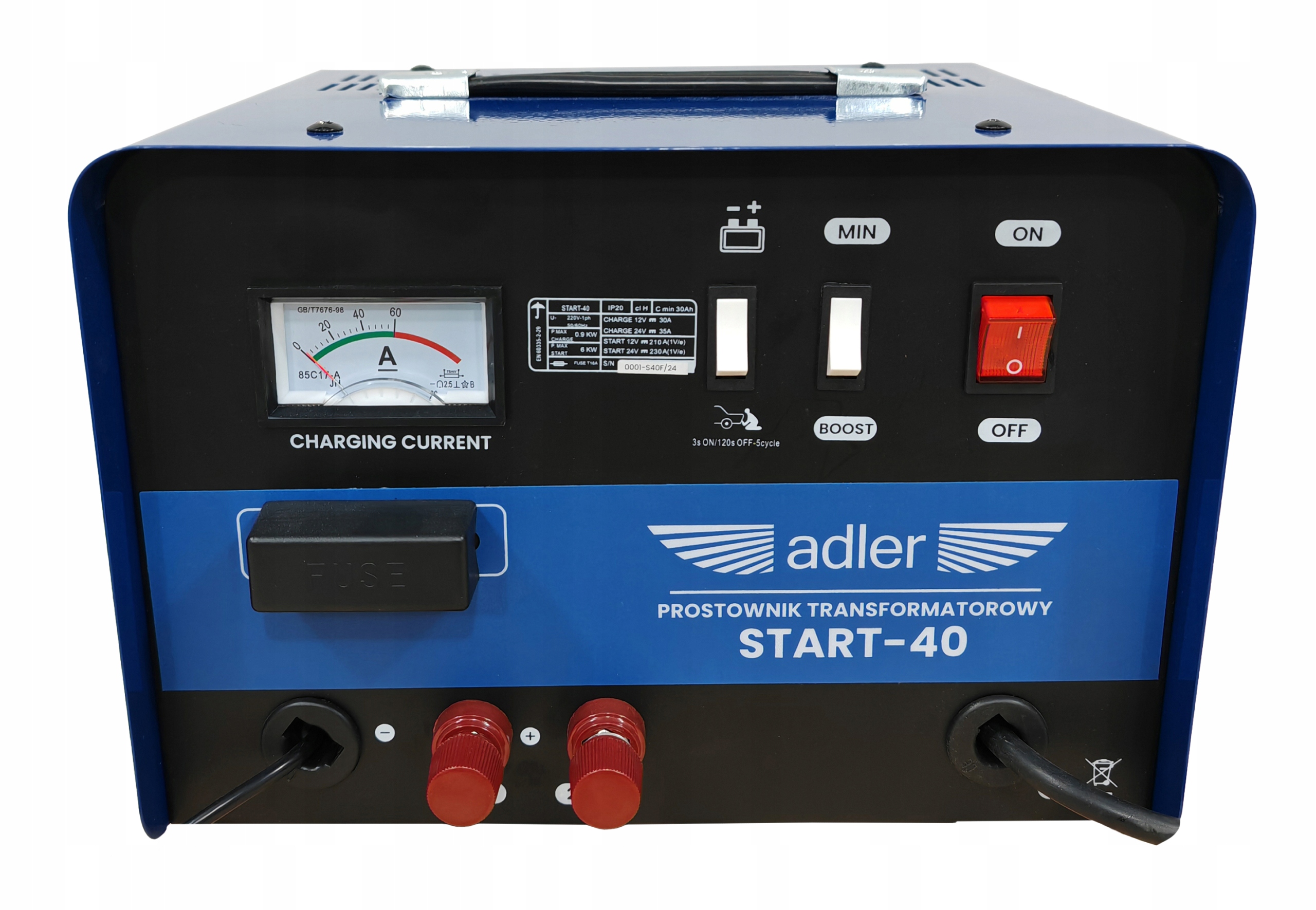 PROSTOWNIK Z ROZRUCHEM TRANSFORMATOROWY ADLER START-40 12/24V 180A 500Ah | 580.040/1 | 5907683154776
