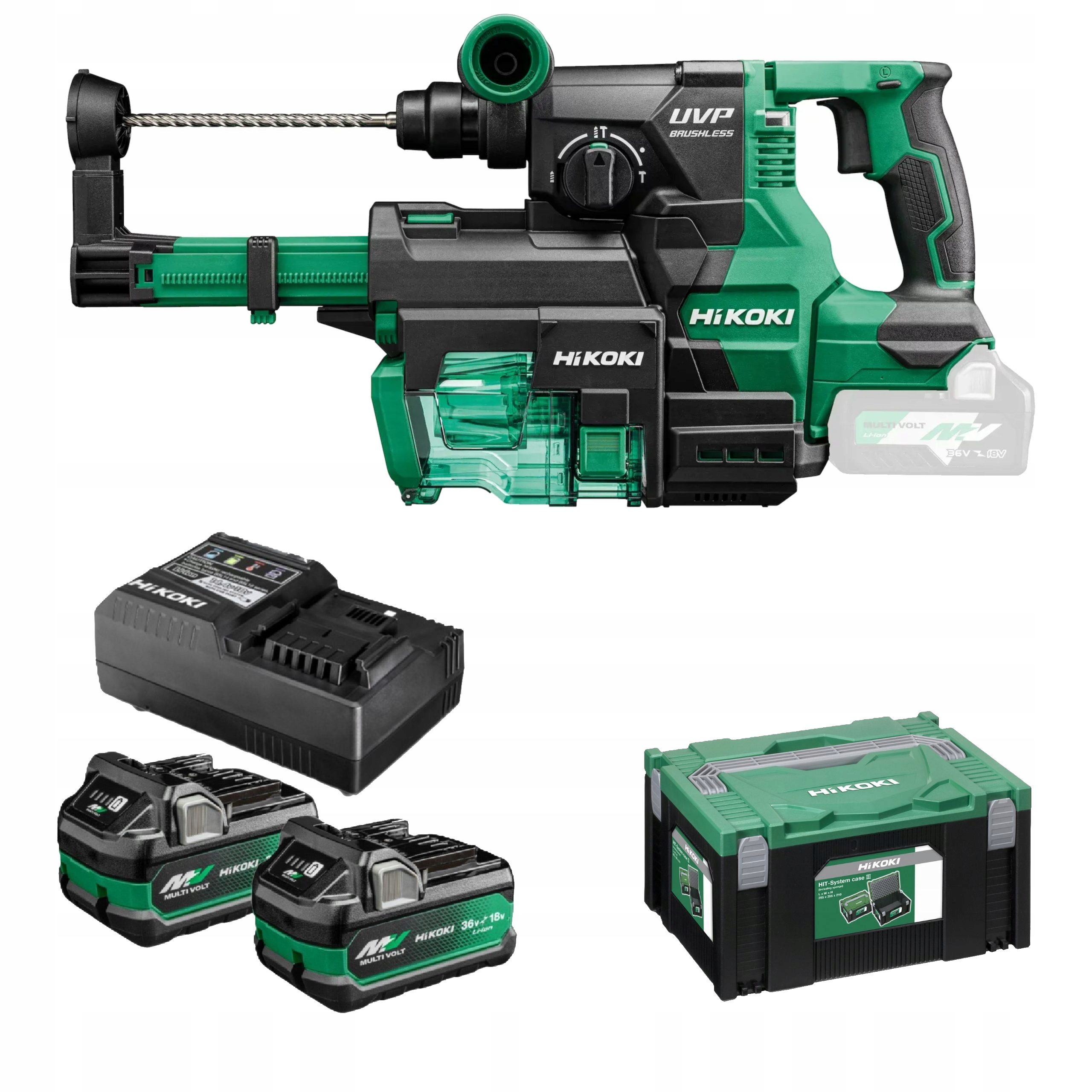 MŁOTOWIERTARKA SDS-PLUS HIKOKI DH3628DAWEZ + ODSYS PYŁU 36V + 2X AKUMULATOR | DH3628DAWEZ | 4966376405602