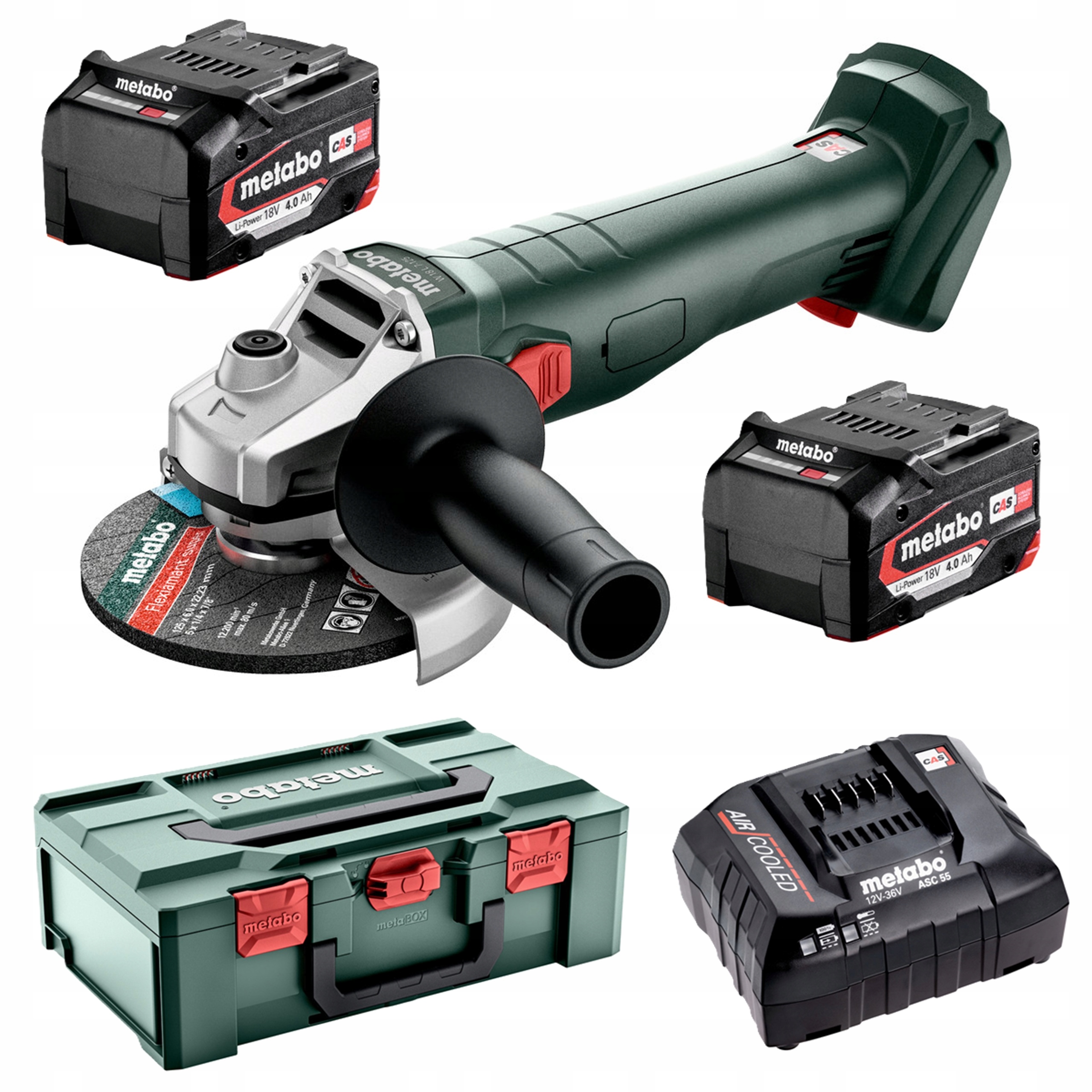SZLIFIERKA KĄTOWA AKUMULATOROWA METABO W 18 7-125 2x4,0Ah 18V 125mm | 602371510 | 4061792231115