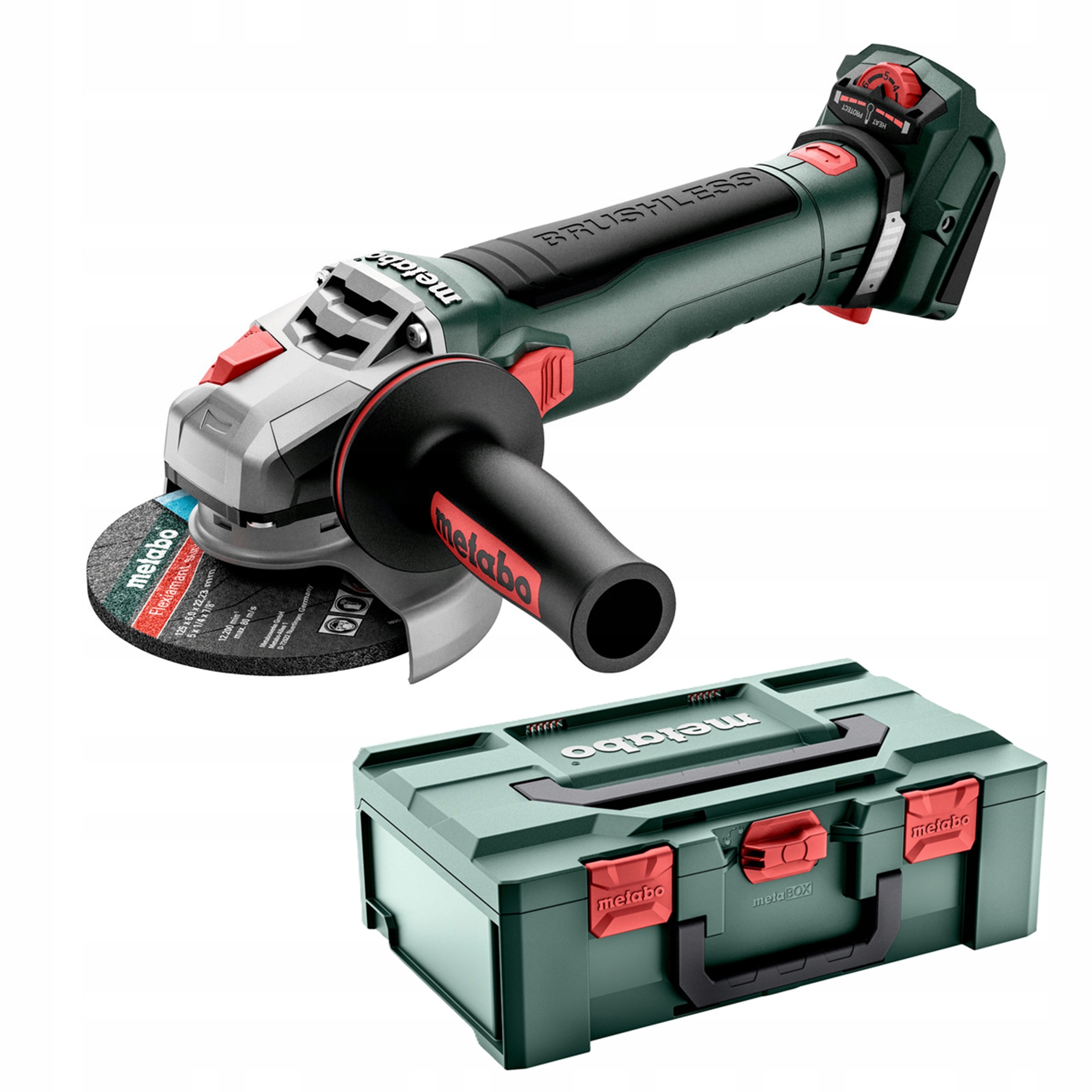 SZLIFIERKA KĄTOWA AKUMULATOROWA METABO WVB 18 LT BL 11-125 QUICK + WALIZKA | 613057840 | 4061792206601