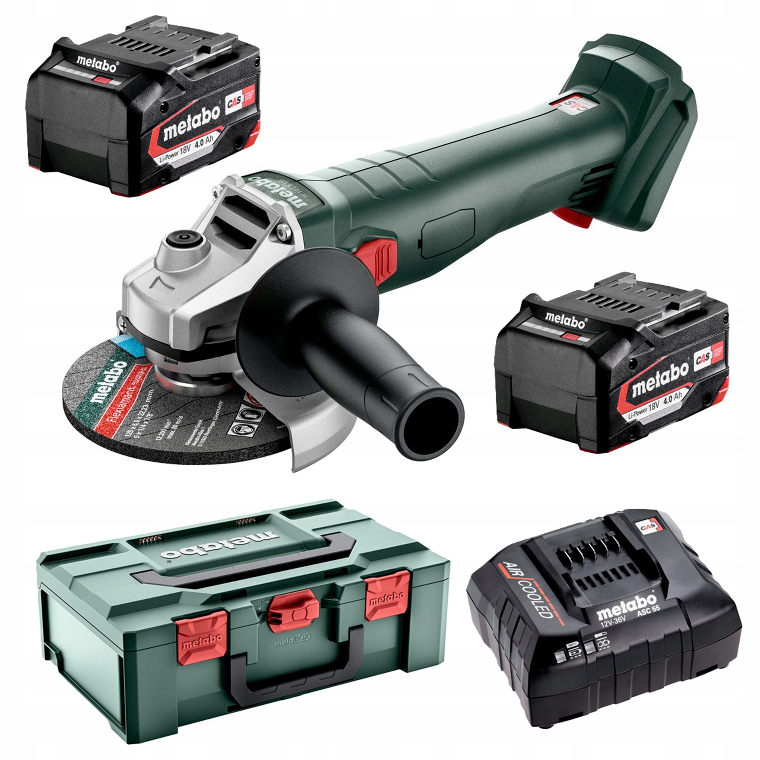 SZLIFIERKA KĄTOWA AKUMULATOROWA METABO W 18 L 9-125 2x4,0Ah 18V 125mm | 602247510 | 4061792207608