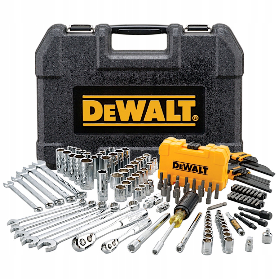 ZESTAW KLUCZY W WALIZCE DEWALT 142el. NASADOWE PŁASKIE GRZECHOTKI 1/4" 3/8" | DWMT73802-1 | 3253561738029