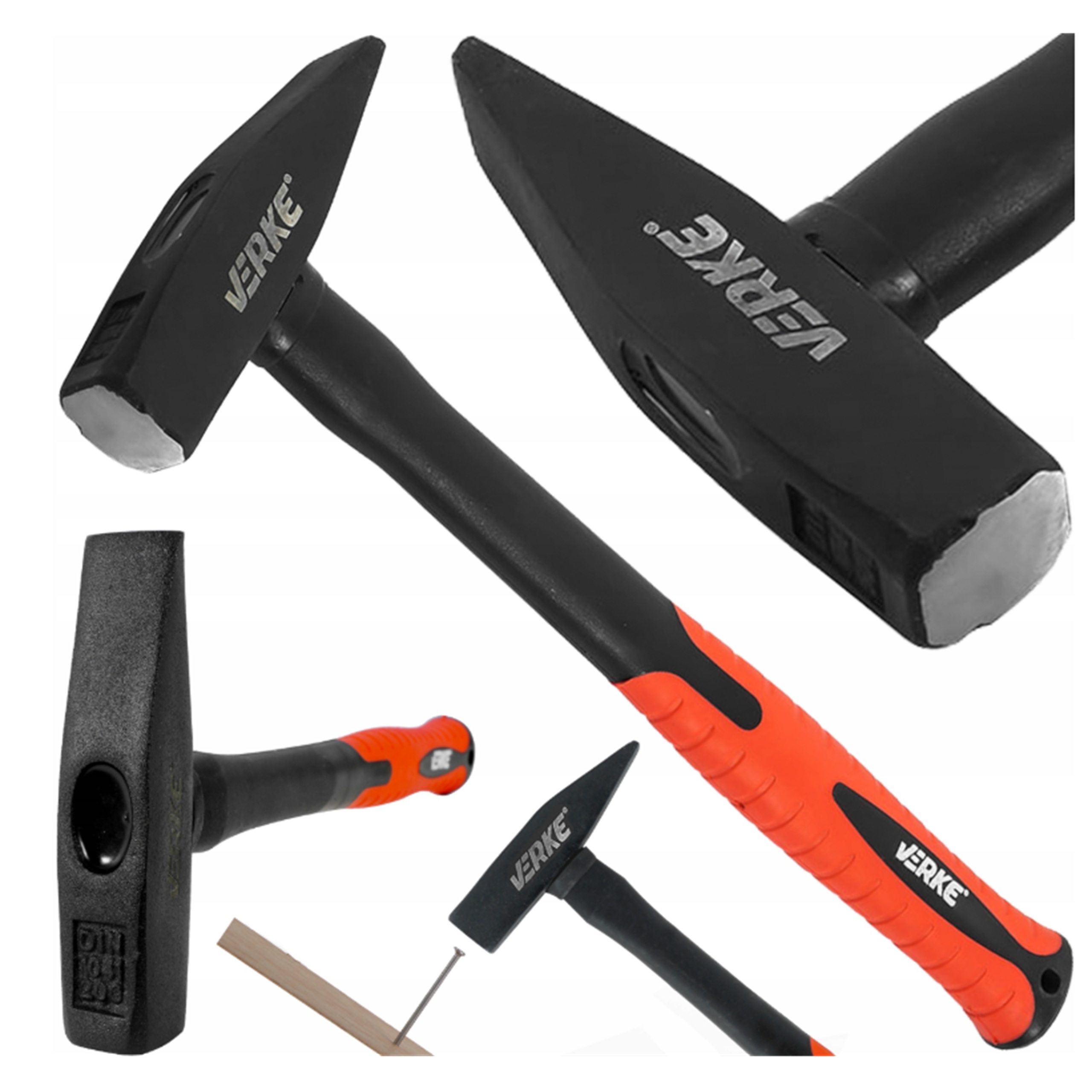 MŁOTEK ŚLUSARSKI STALOWY WŁÓKNO SZKLANE FIBERGLASS 500G 0,5KG ODPORNY MOCNY | V86543 | 5908224748638