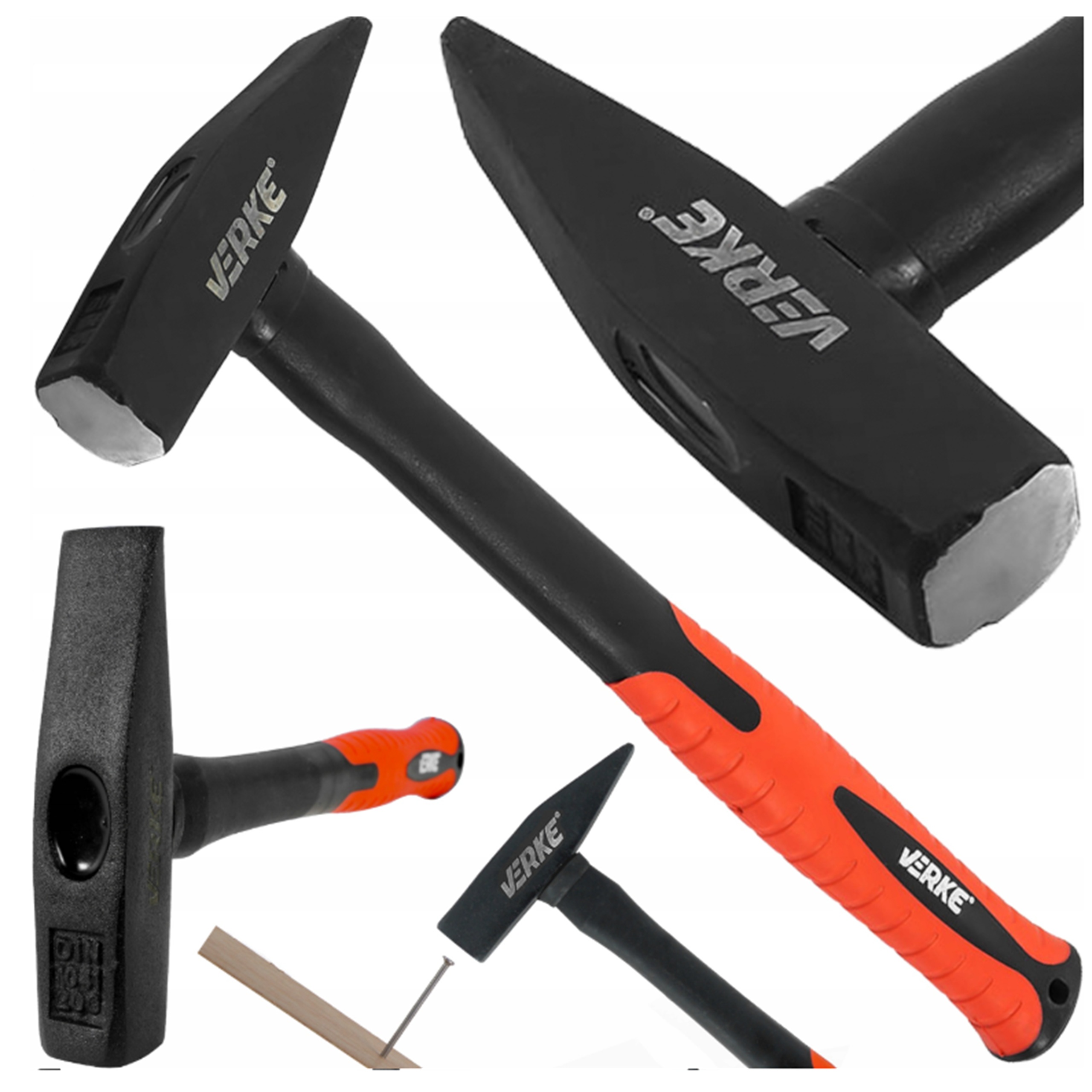 MŁOTEK STALOWY ŚLUSARSKI TRZONEK WŁÓKNO SZKLANE FIBERGLASS 800G MOCNY!! | V86544 | 5908224748652