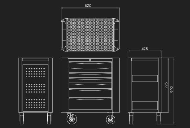 WÓZEK WARSZTATOWY NARZĘDZIOWY 7-SZUFLAD CZARNY/NIEB KING TONY 87634-7B-BK | 876347BBK | 4711107065989