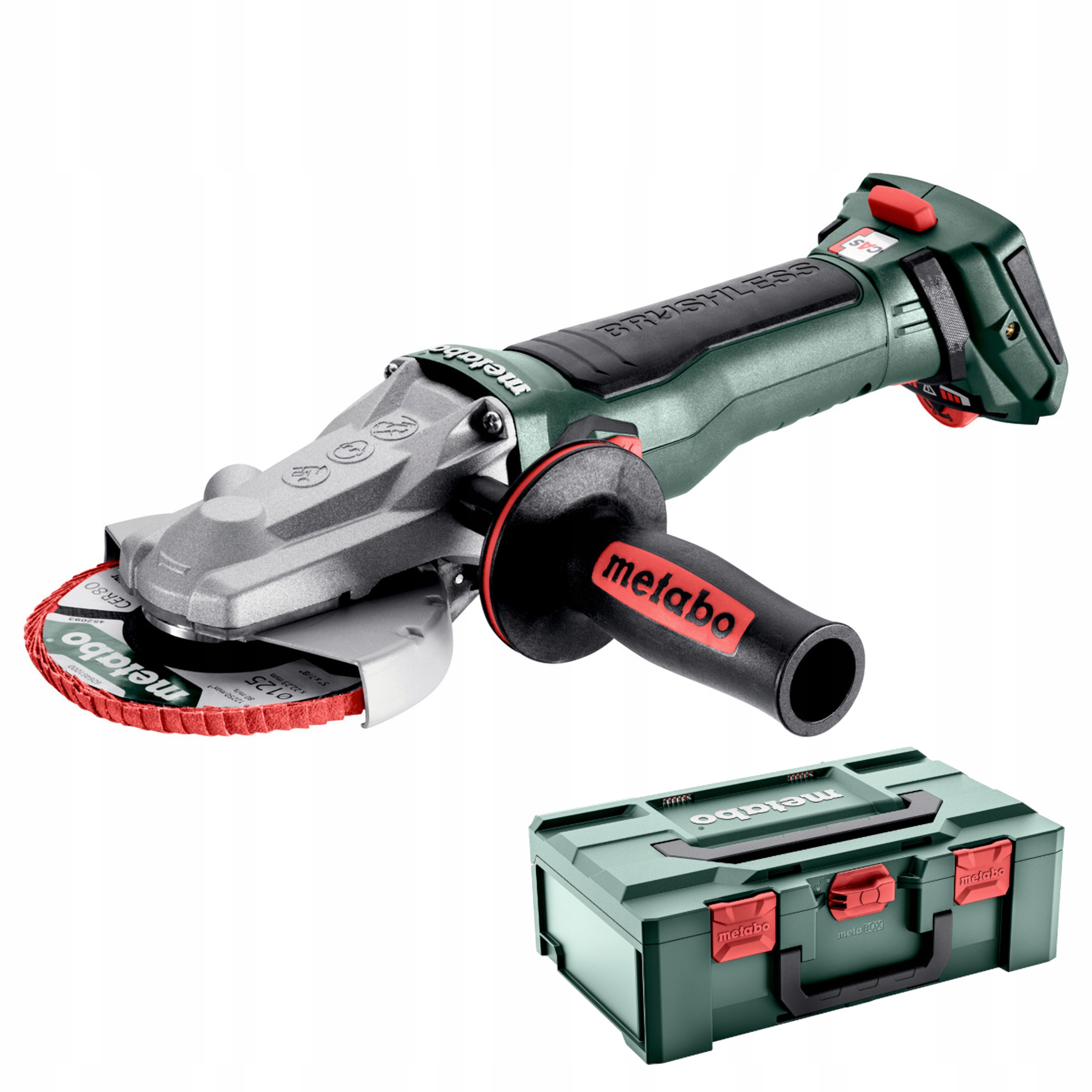 SZLIFIERKA KĄTOWA Z PŁASKĄ GŁOWICĄ METABO WVBF 18 LT BL 11-125 Quick 18V | 601307840 | 4061792263819