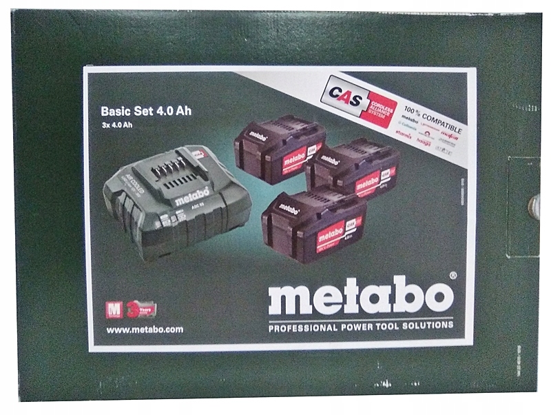 ZESTAW 3 AKUMULATORÓW 4,0AH + ŁADOWARKA METABO | 685049000 | 4007430236852