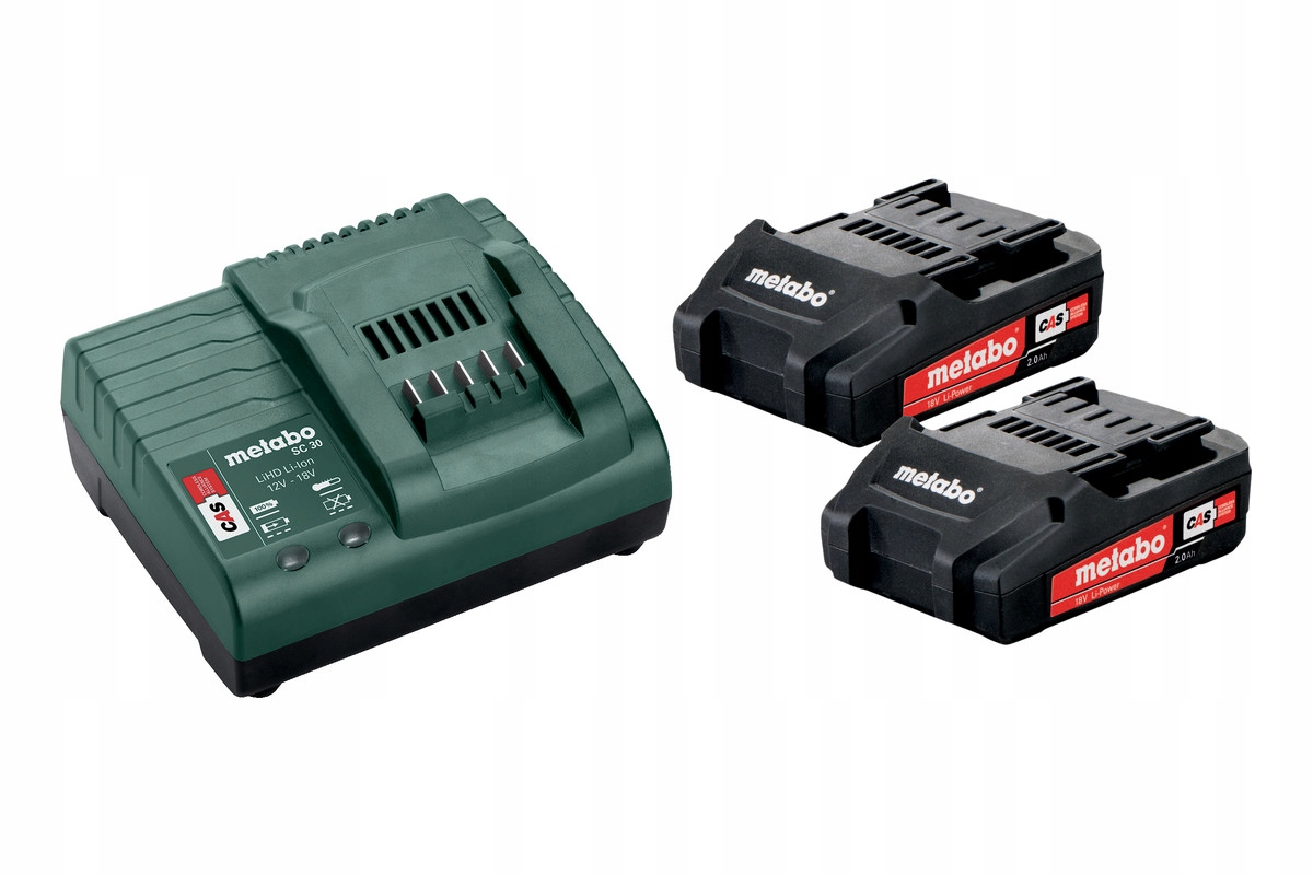 Zestaw Zasilający Metabo Akumulator 18V 2,0Ah x2 + Ładowarka SC 30 | 685161000 | 4061792123021