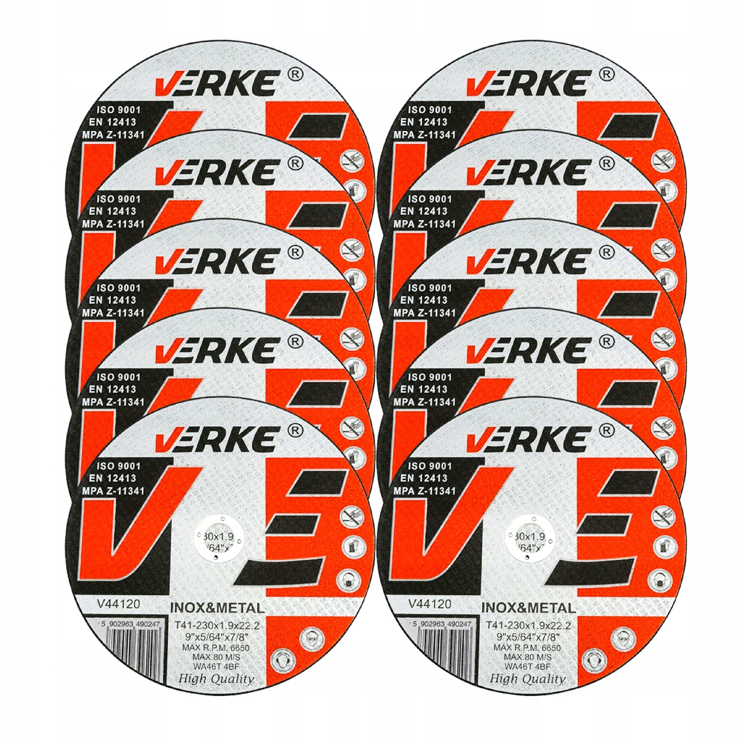 10 x TARCZA DO CIĘCIA METALU STALI 230 x 1,9 x 22,2 mm SZLIFIERKI KĄTOWEJ | V44120x10 | 05902963490247