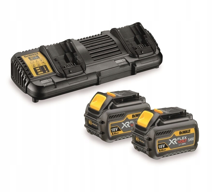 2 AKUMULATORY DEWALT DCB546 6,0Ah + PODWÓJNA ŁADOWARKA DCB132 18 V / 54 V | DCB132T2-QW | 5035048640722