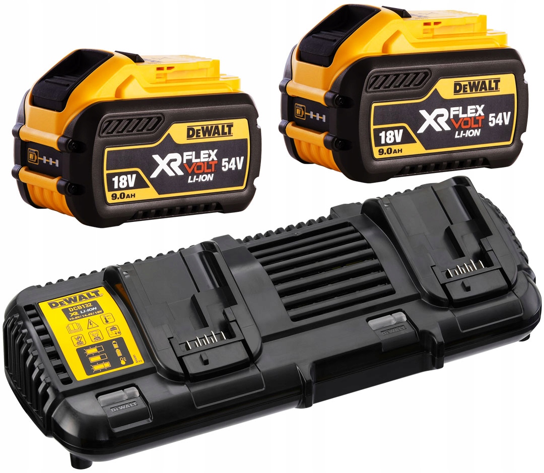 DEWALT 2 x AKUMULATOR 9,0AH + PODWÓJNA ŁADOWARKA DCB132X2 FLEXVOLT 18V/54V | DCB132X2-QW | 5035048664810