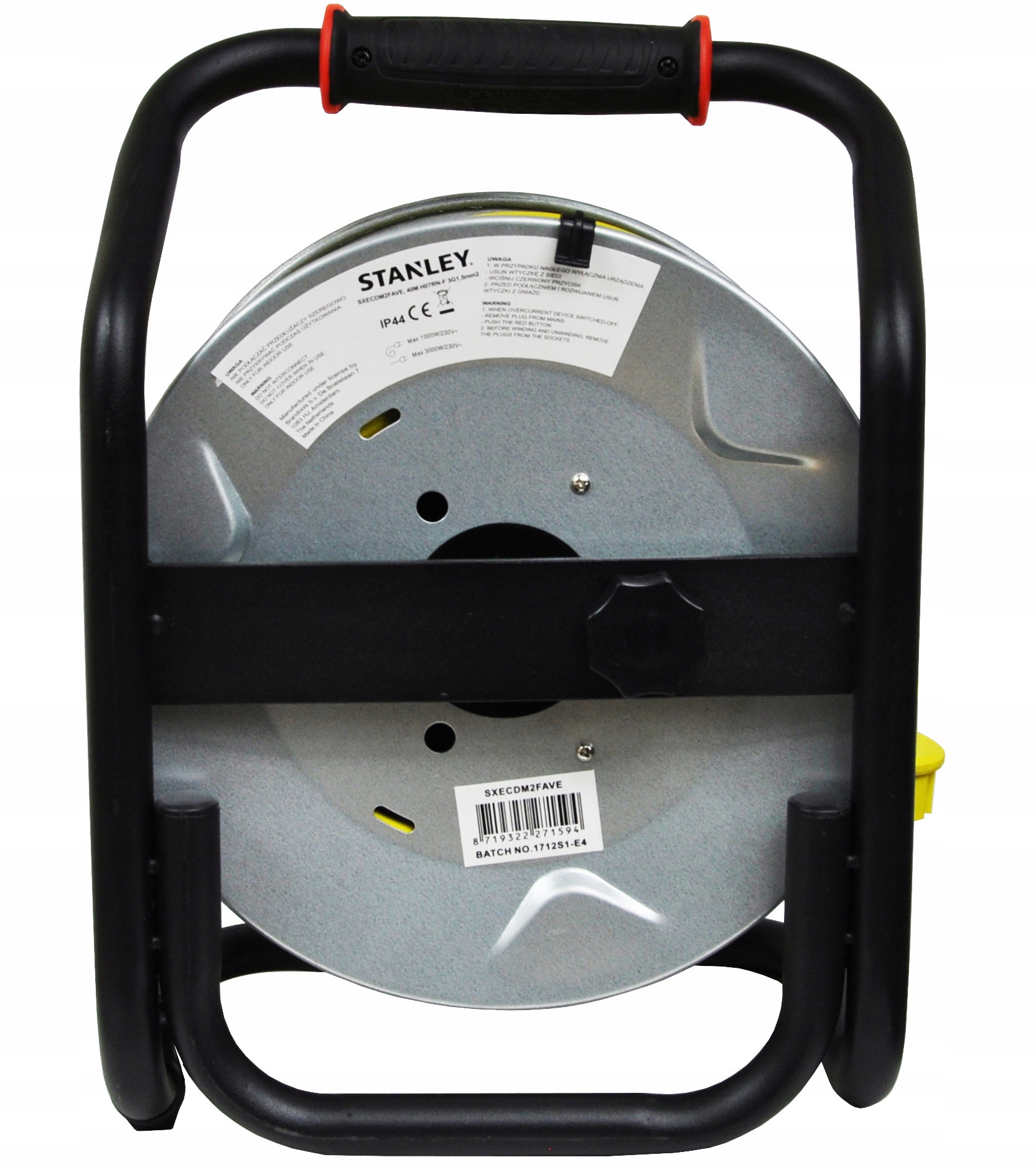 PRZEDŁUŻACZ BĘBNOWY NA ZWIJADLE STANLEY 40M 3X1,5 4 GNIAZDA | ST-SXECDM2FAVE | 8719322271594