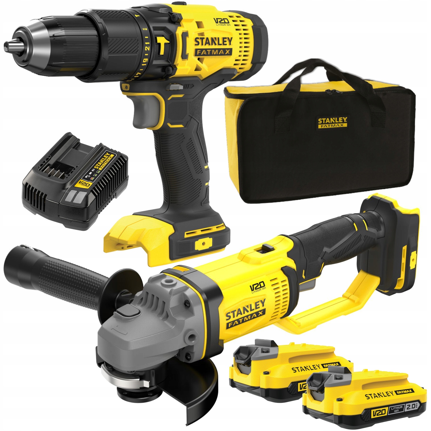 ZESTAW STANLEY WKRĘTARKA SFMCD711 SZLIFIERKA KĄTOWA SFMCG400 SFMCK471D2S | SFMCK471D2S-QW | 5035048738436