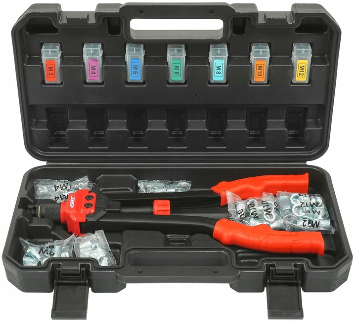 NITOWNICA RĘCZNA DO NITONAKRĘTEK NITÓW M3 - M12 ZESTAW DO NITOWANIA WALIZKA | V86016 | 5904673575955
