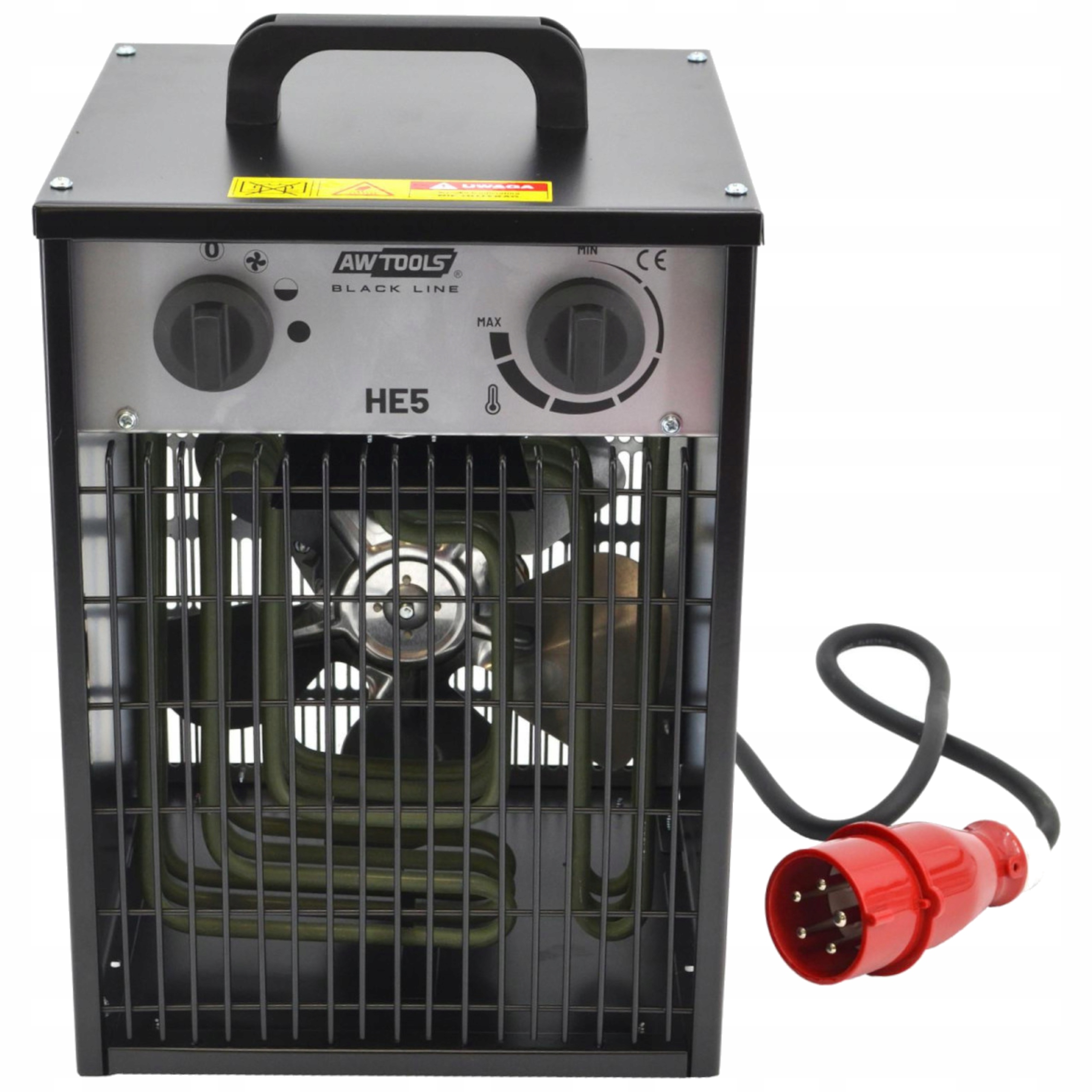 NAGRZEWNICA ELEKTRYCZNA DMUCHAWA NA SIŁĘ BUDOWE FARELKA Z TERMOSTATEM 5KW | AW85702BL | 5903678617394