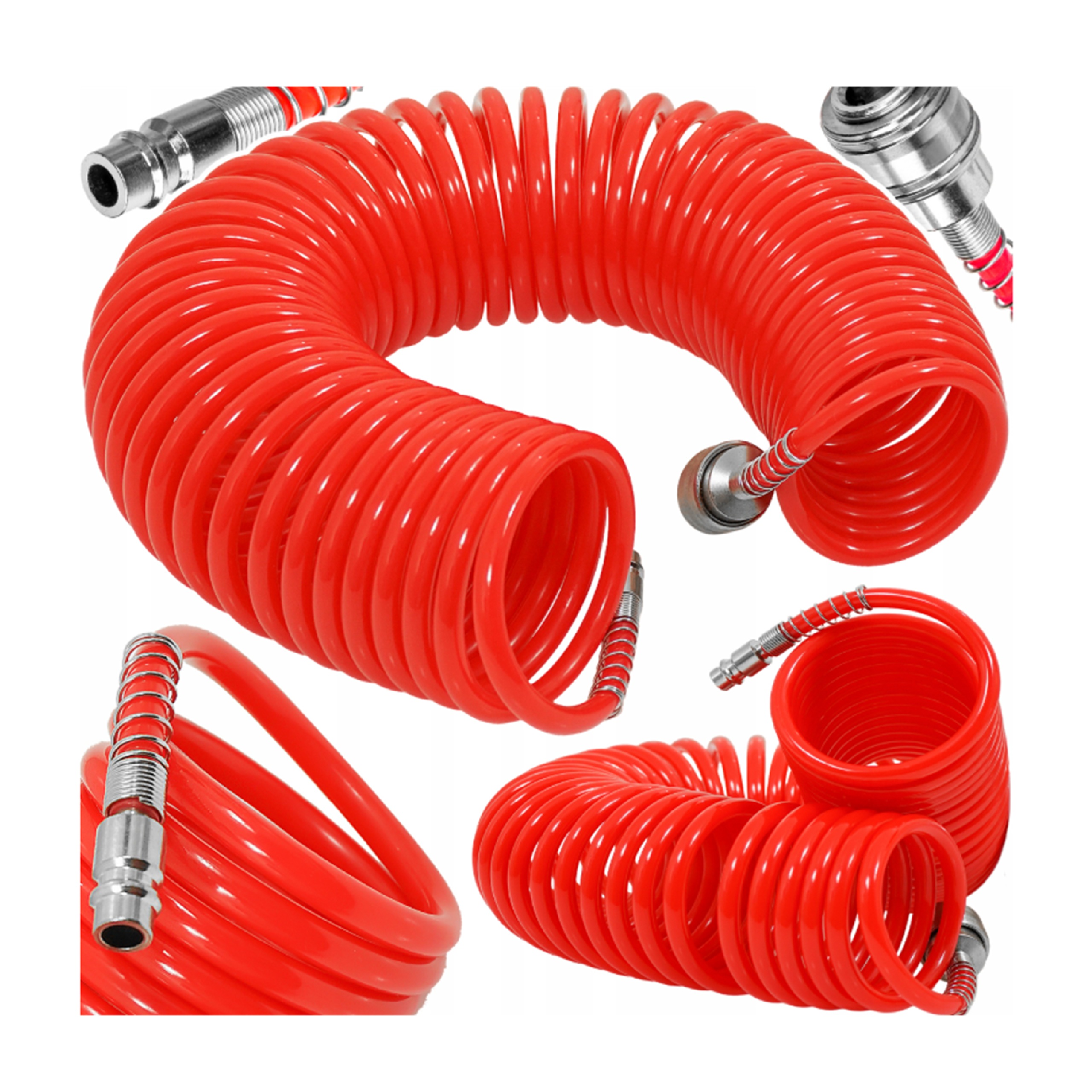 WĄŻ PNEUMATYCZNY SPIRALNY 10m PRZEWÓD ZAKUWANY DO KOMPRESORA ZE ZŁĄCZKAMI | V81350 | 5902963494122