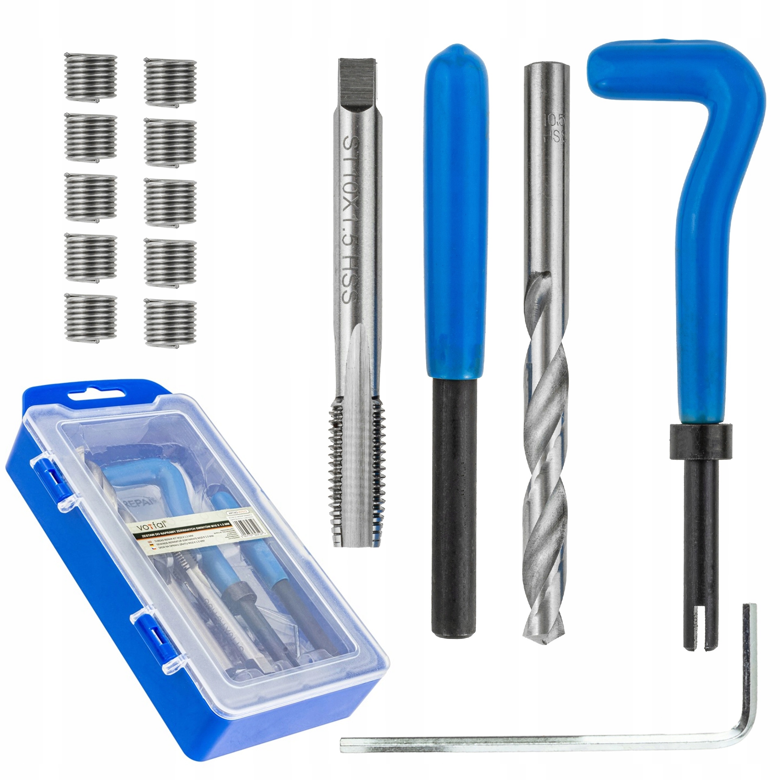 ZESTAW NAPRAWCZY DO GWINTÓW M10X1.5 NAPRAWY ZERWANYCH GWINTU 10 SPRĘZYNEK | V07073 | 5907737323127