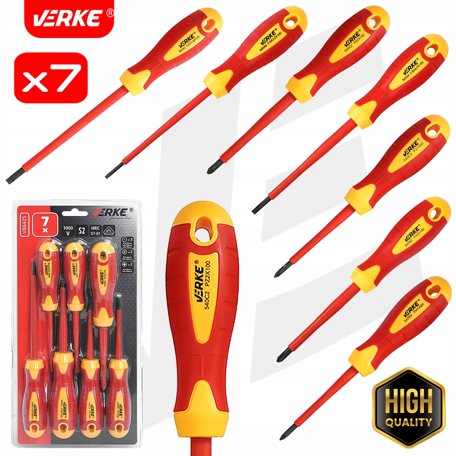 ZESTAW WKRĘTAKÓW WKRĘTAKI ŚRUBOKRĘTY IZOLOWANE DLA ELEKTRYKA 1000V 7 EL | V86425 | 5908224743329