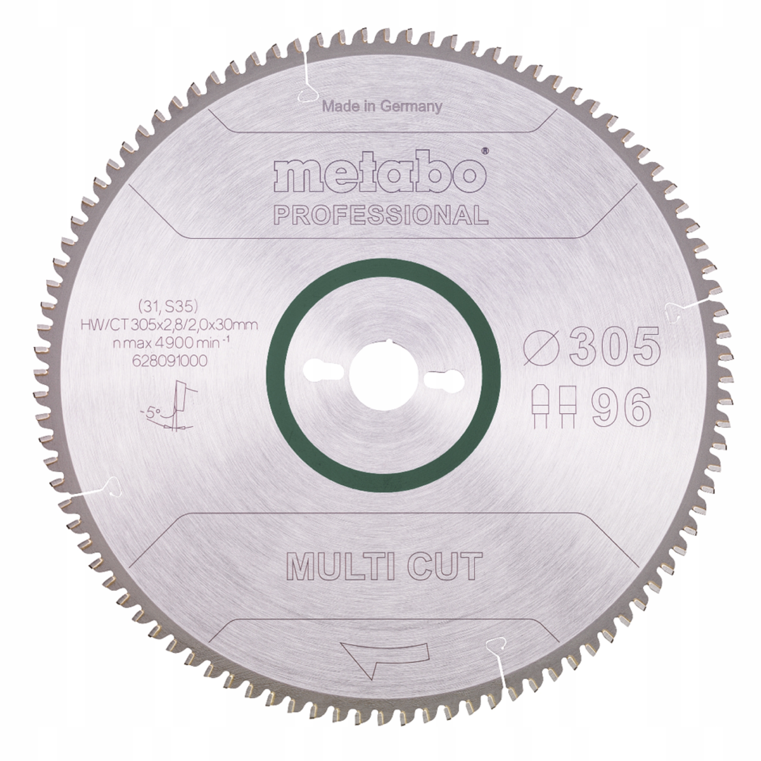 PIŁA TARCZOWA METABO 305x30, Z96 FZ/TZ, 5° ujemny, TARCZA DO ALUMINIUM MDF | 628091000 | 4007430177049