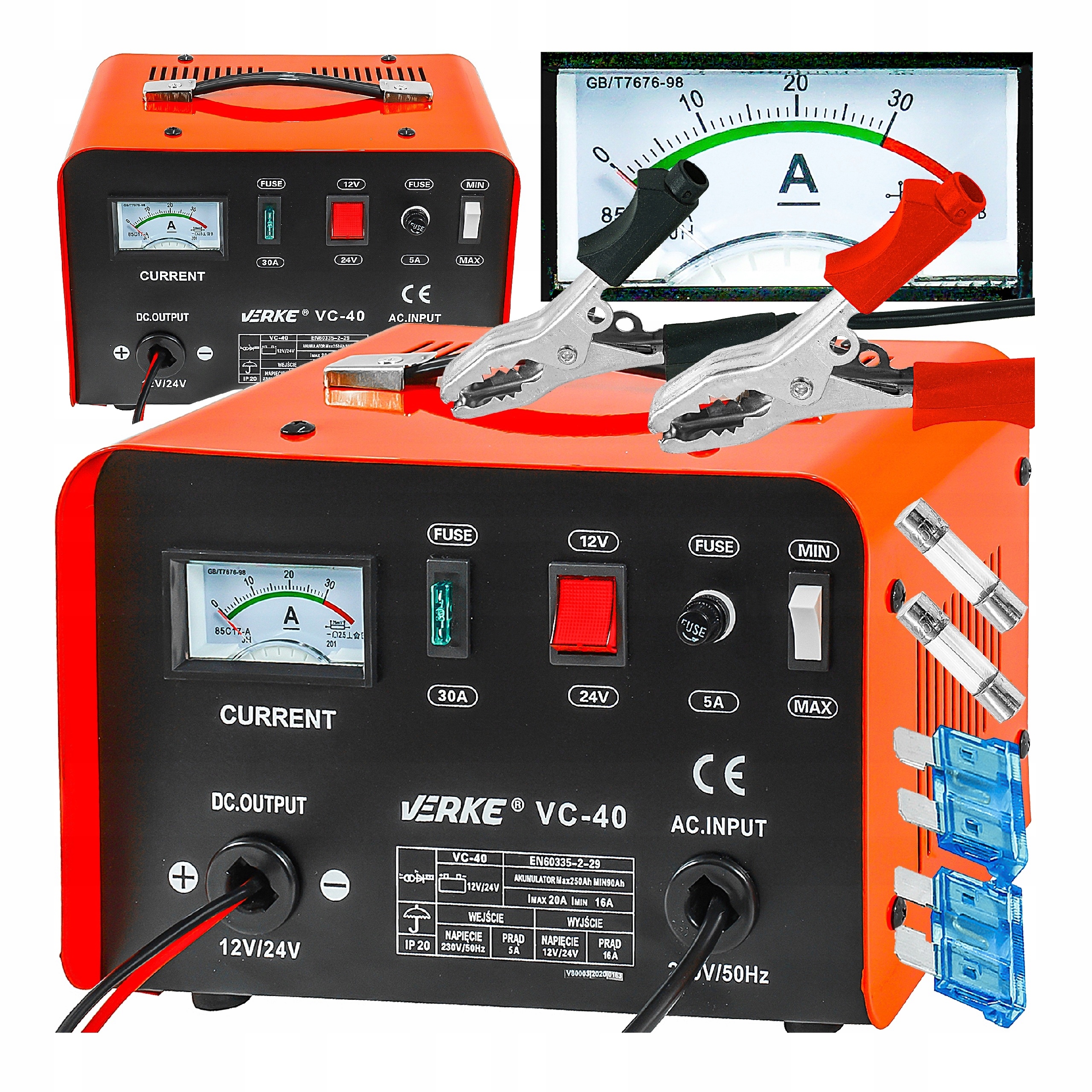 PROSTOWNIK SAMOCHODOWY DO AKUMULATORÓW 12V 24V 20A ŁADOWARKA AKUMULATORA | V80003 | 5902963490568
