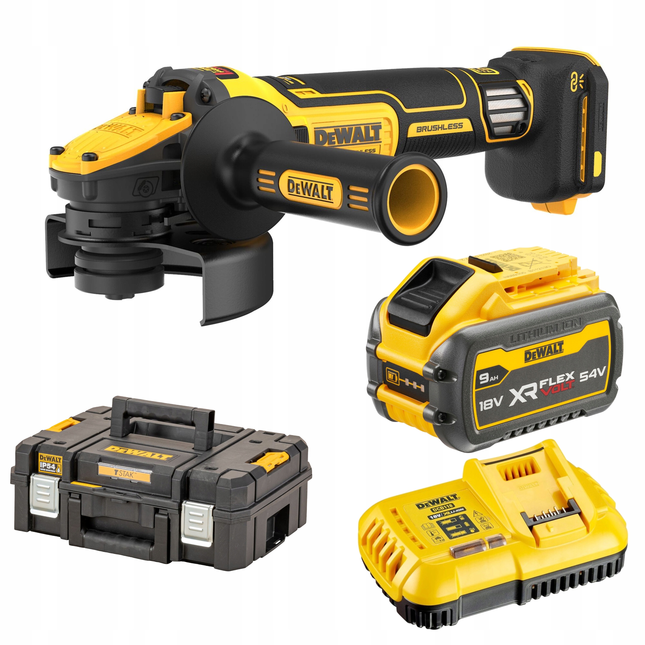 Szlifierka Kątowa DeWALT DCG409VSX1T 125mm REGULACJA OBROTÓW 9Ah 18/54V | DCG409VSX1T-QW | 5035048847244