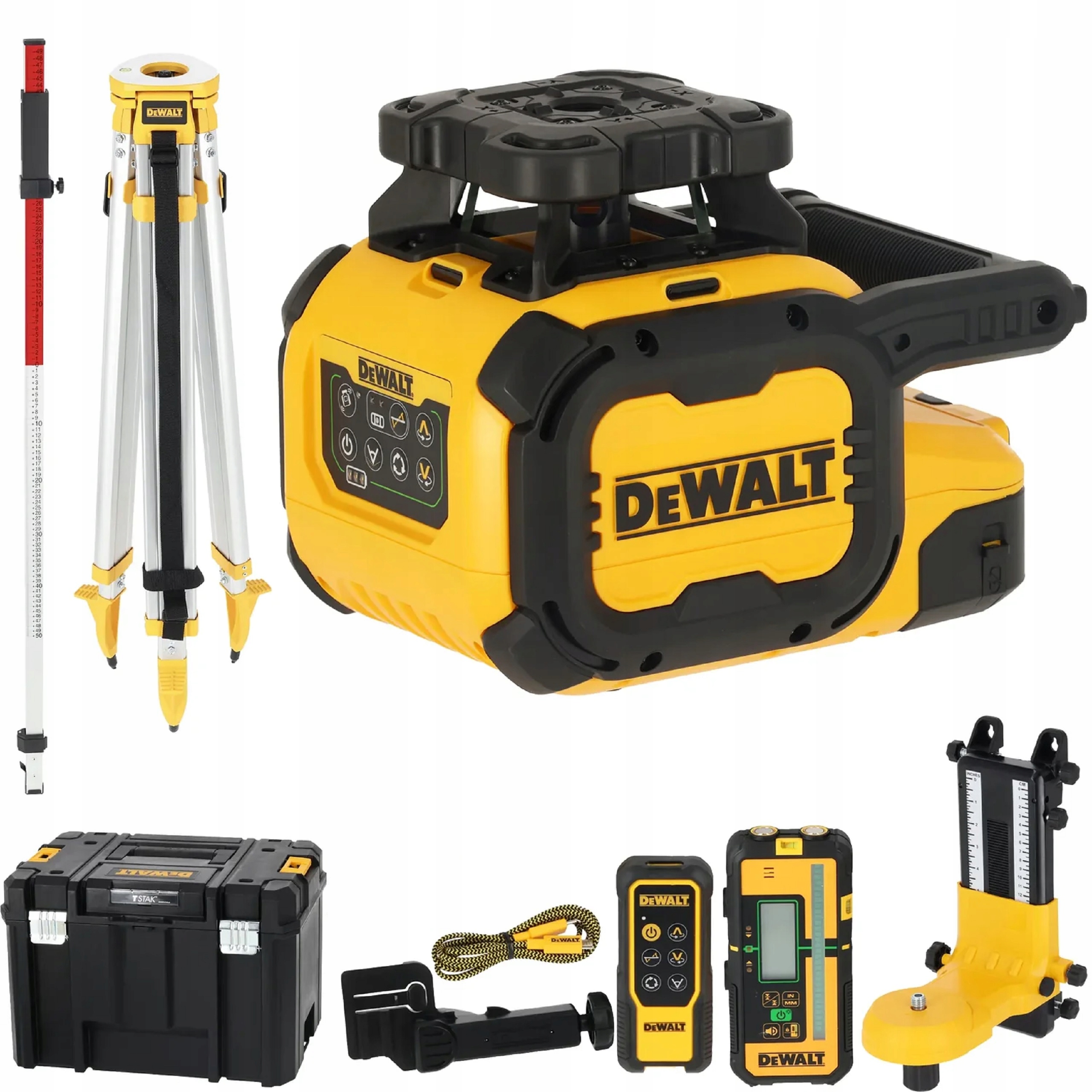 Laser Rotacyjny DeWALT DCLE15221GL Zielony 600m Statyw Łata USB IP66 | DCLE15221GL-QW | 5054905336288