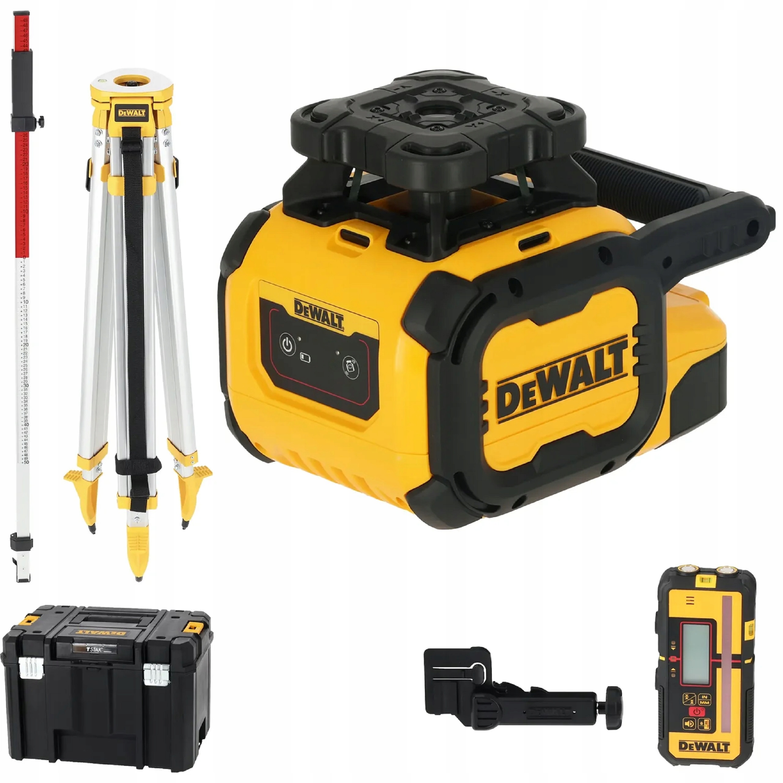 Laser Rotacyjny DeWALT DCLE05211RL Czerwony 600m Statyw Łata IP66 2x LR20 | DCLE05211RL-XJ | 5054905336172
