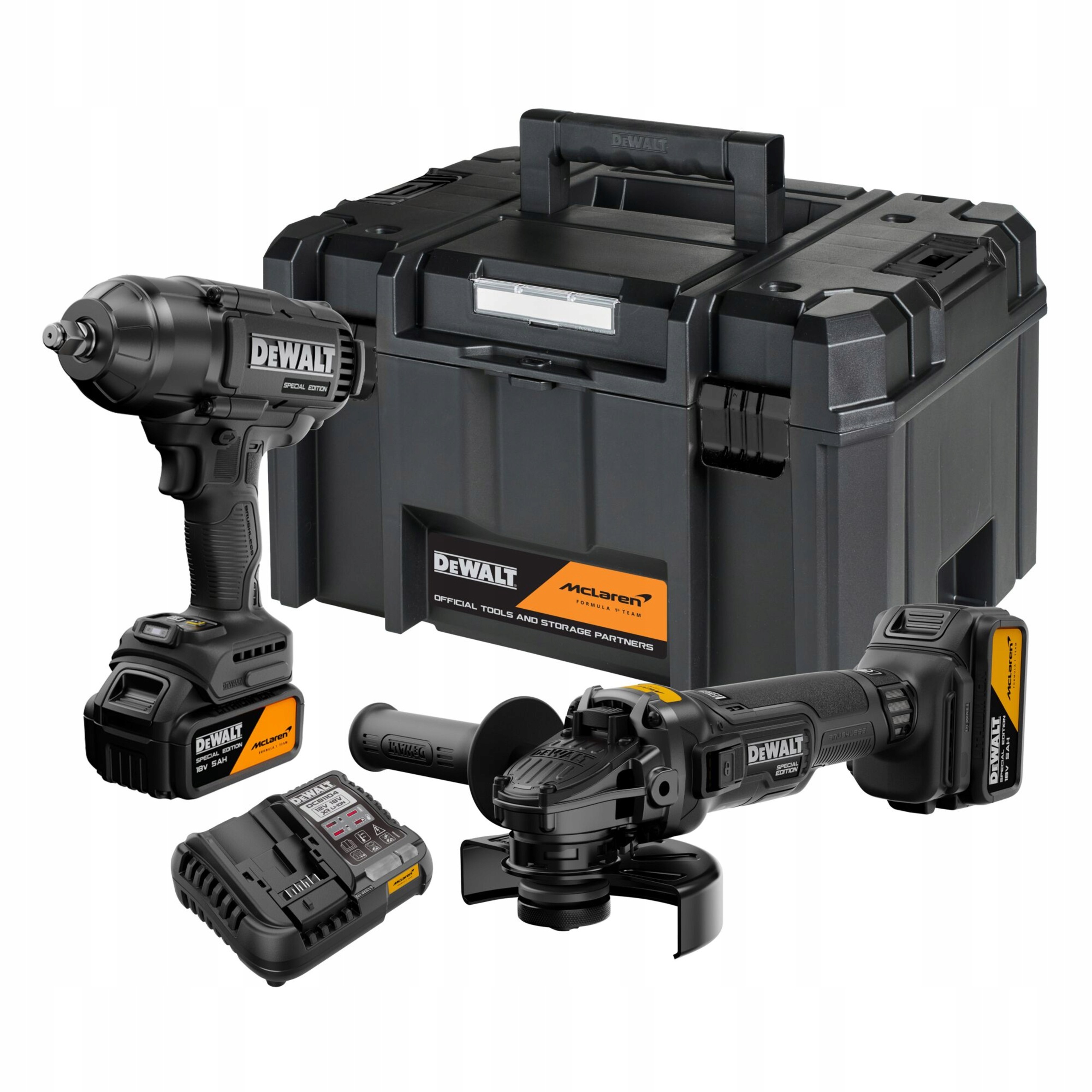 Zestaw DeWALT x McLaren F1 Team DCK2225MP2T 18V XR 2x5Ah Klucz Szlifierka | DCK2225MP2T-QW | 5054905333140