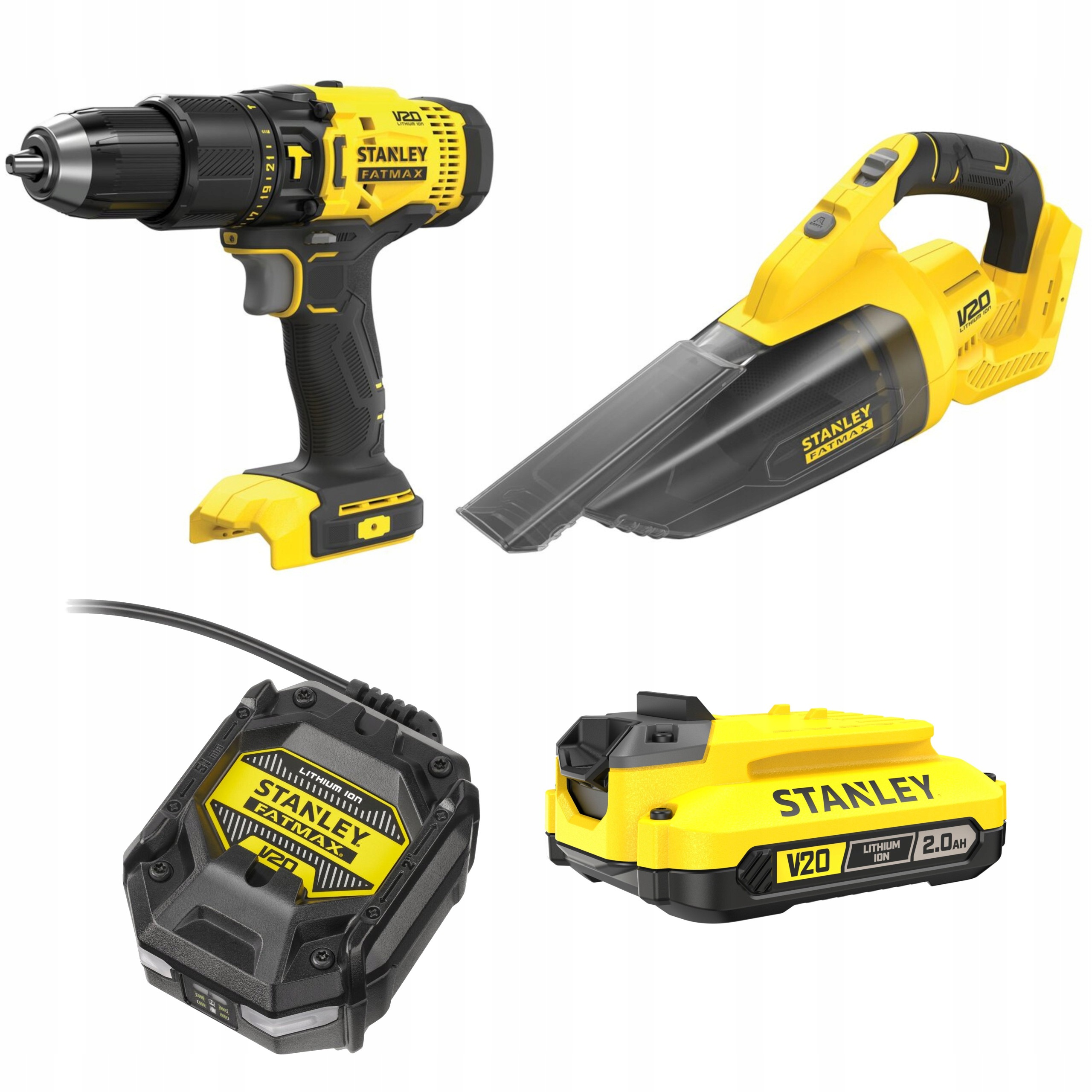 Zestaw STANLEY FATMAX V20 SFMCK219D1 Wkrętarka Udarowa Odkurzacz 1X2.0Ah | SFMCK219D1-QW | 5035048837948