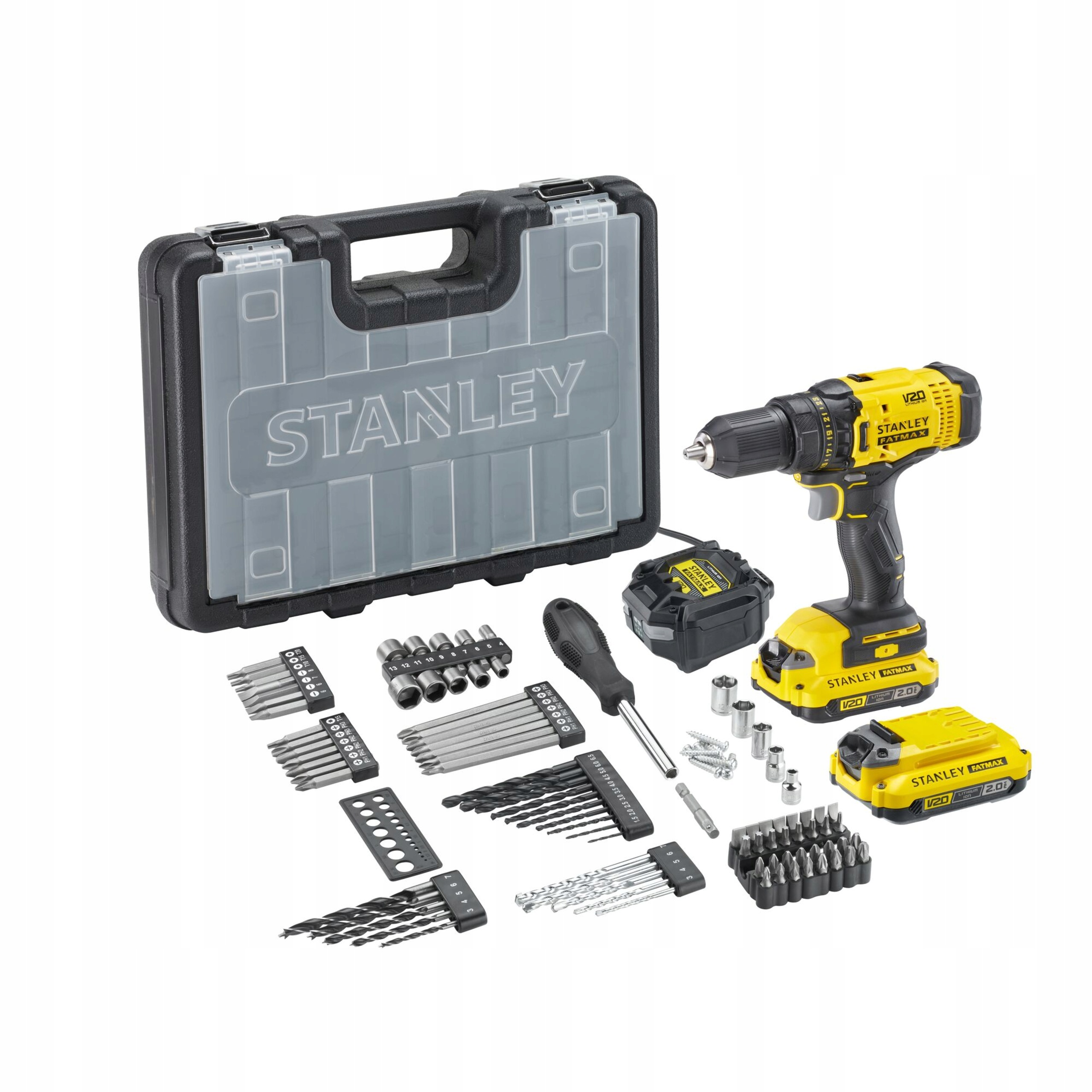 Wiertarko-Wkrętarka STANLEY FATMAX SFMCD700D2A V20 50Nm 2x2Ah + AKCESORIA | SFMCD700D2A-QW | 5035048835289