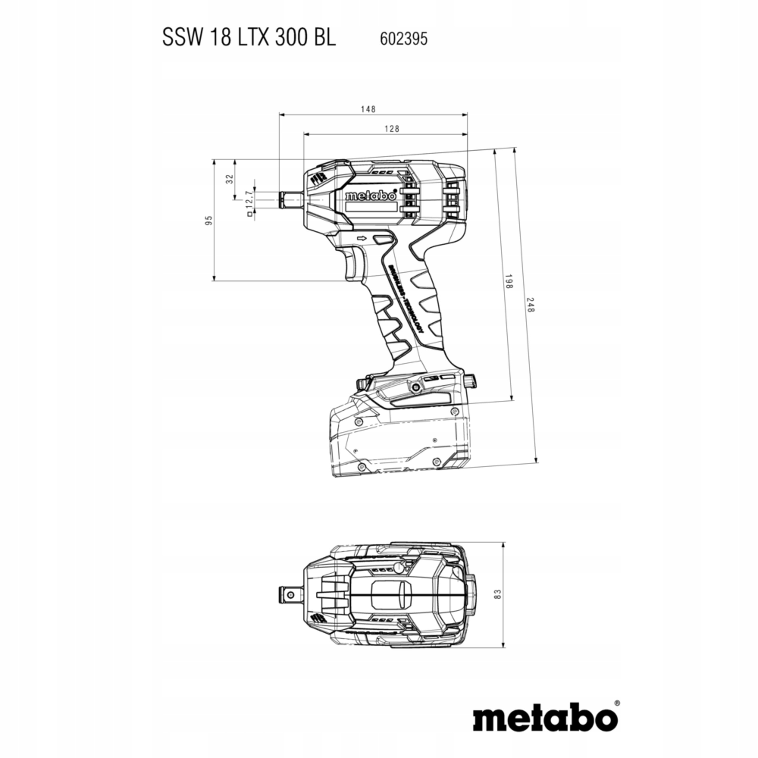 Klucz Udarowy Akumulatorowy Metabo SSW 18 LTX 300 BL 300Nm 1/2" 18V metaBOX | 602395840 | 4007430331885