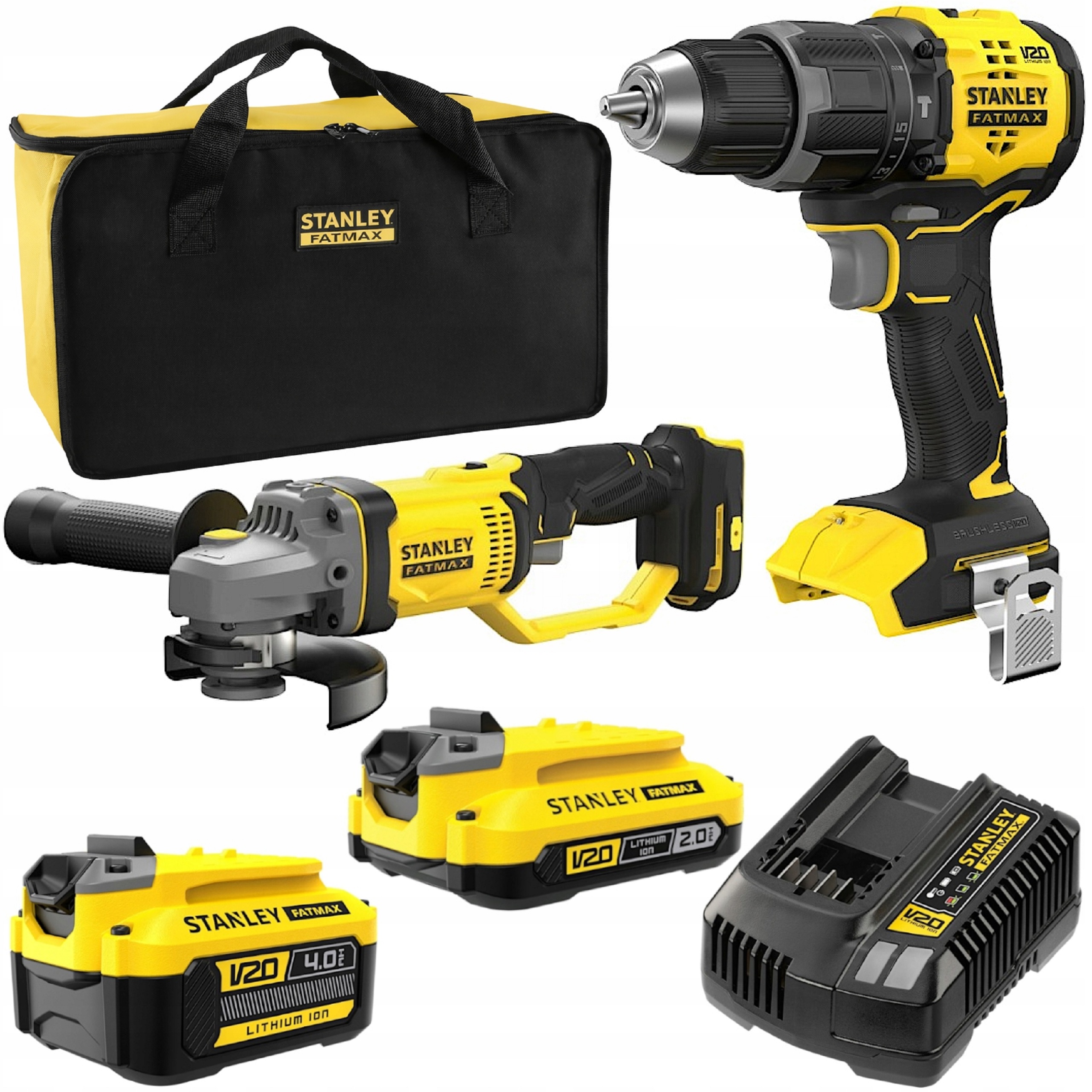 Zestaw STANLEY FATMAX SFMCK208MDS V20 Wkrętarka Szlifierka 2Ah 4Ah | SFMCK208MDS-QW | 5035048848982