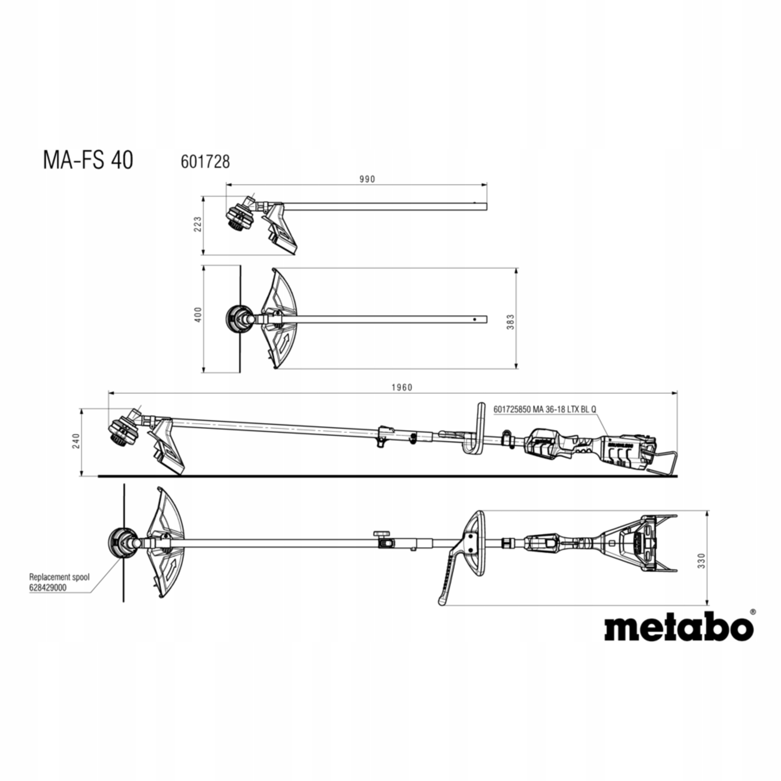 Przystawka Kosa Mechaniczna Metabo MA-FS 40 40cm do MA 36-18 LTX BL Q | 601728850 | 4061792229525