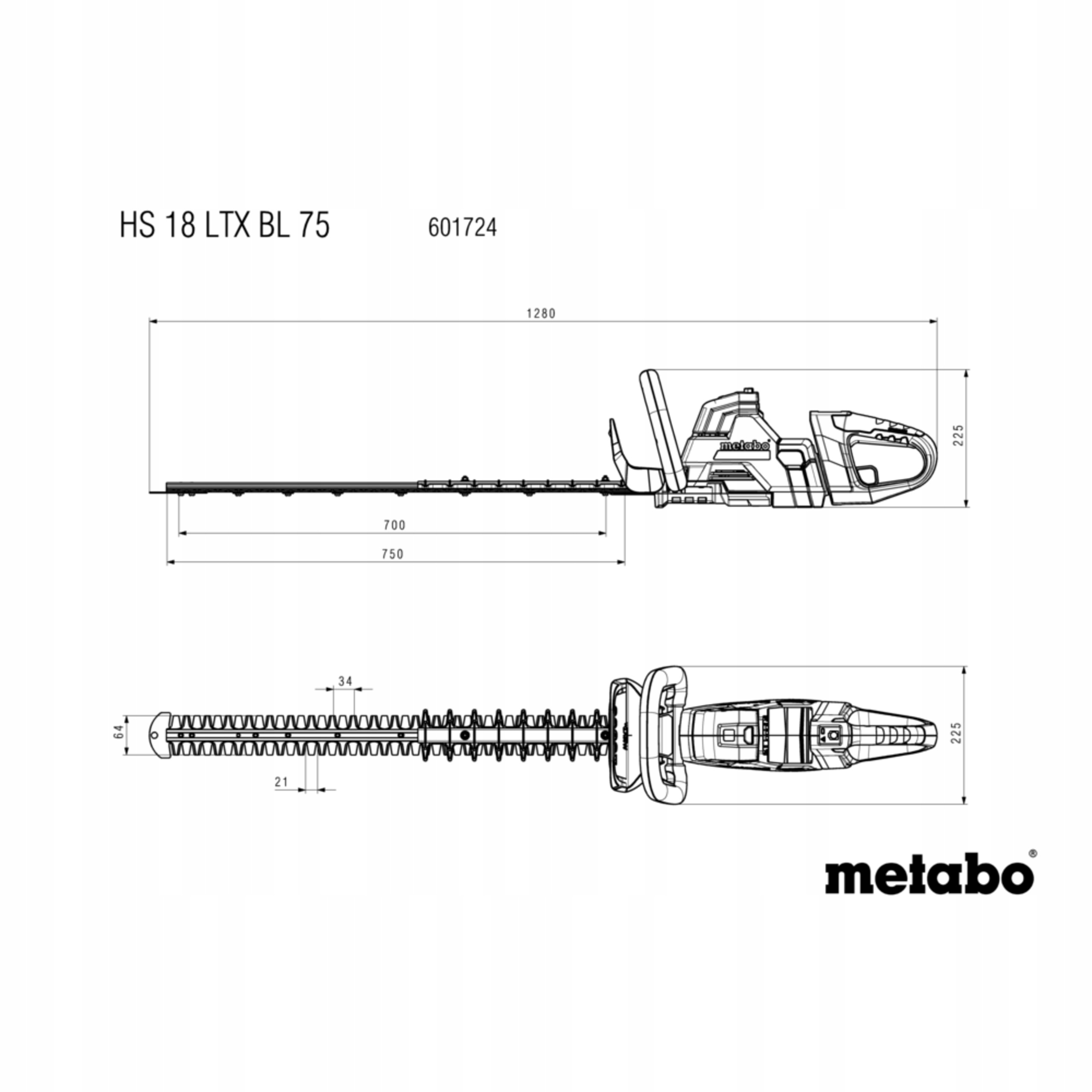 Nożyce do Żywopłotu Metabo HS 18 LTX BL 75 18V 70cm Akumulatorowe | 601724850 | 4061792228740