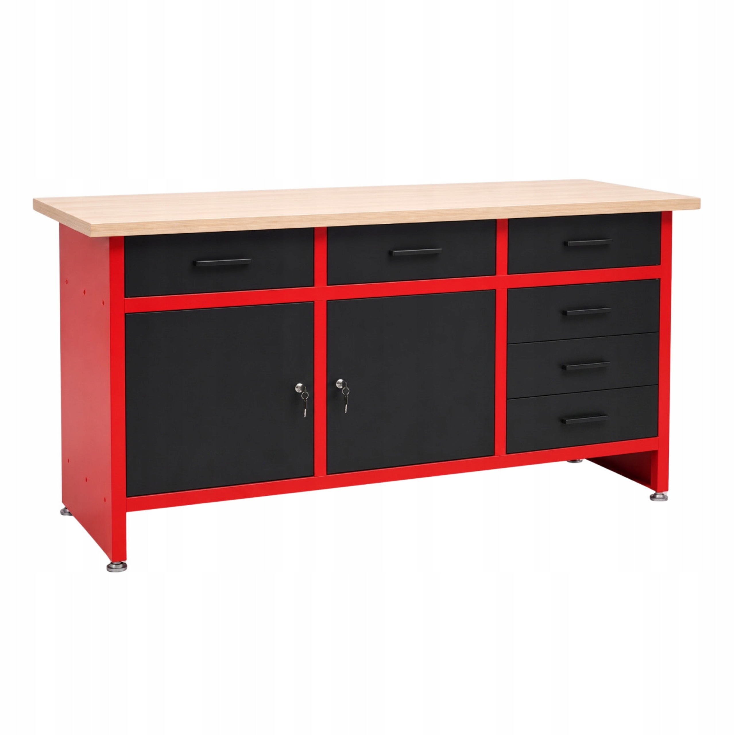 Stół Warsztatowy 160x60cm Blat 30mm 500kg 6 Szuflad 2 Szafki AW30905 | AW30905 | 5903678637040