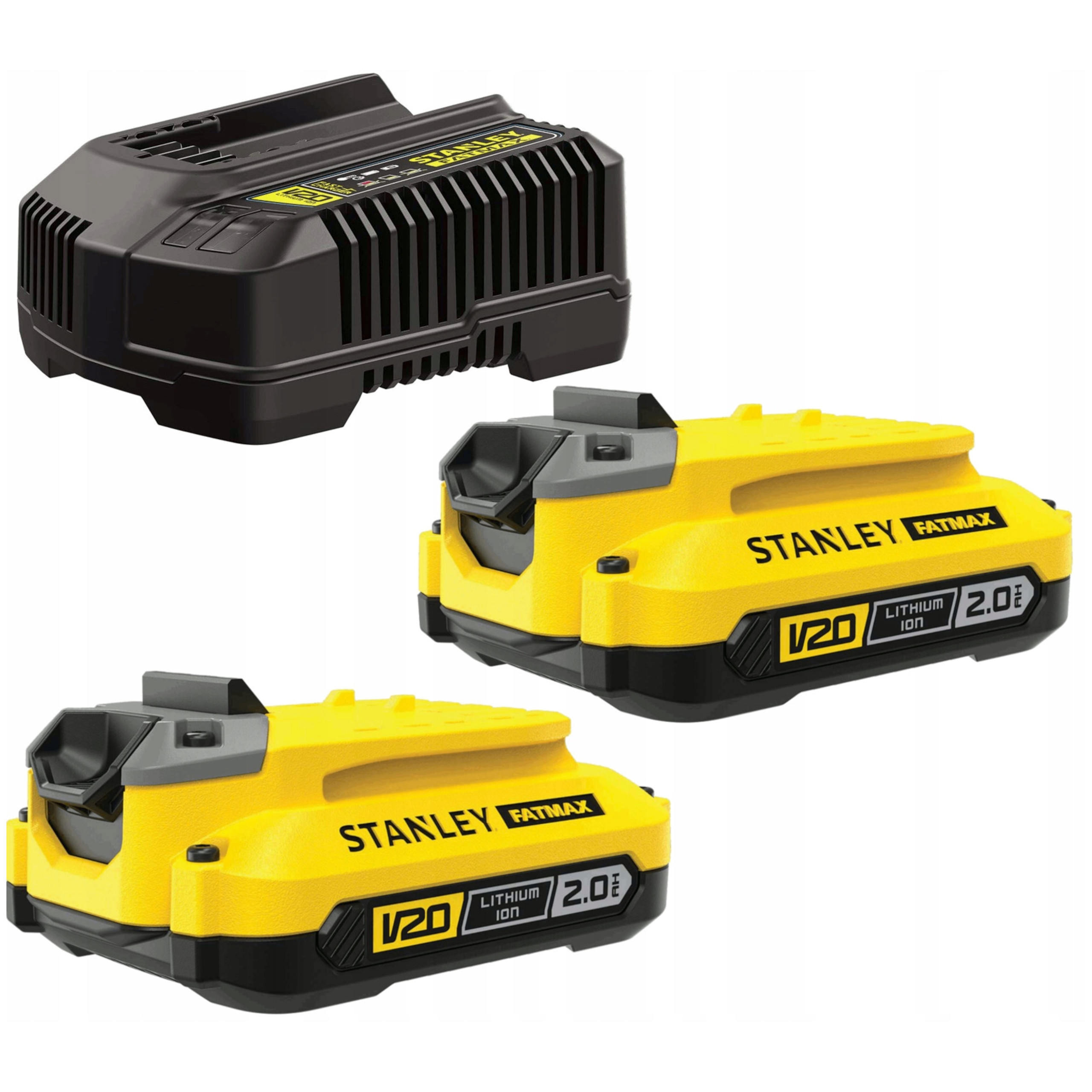 Zestaw Zasilający STANLEY FATMAX V20 2xAkumulator 2Ah + Ładowarka SFMCB12D2 | SFMCB12D2-QW | 5035048724484