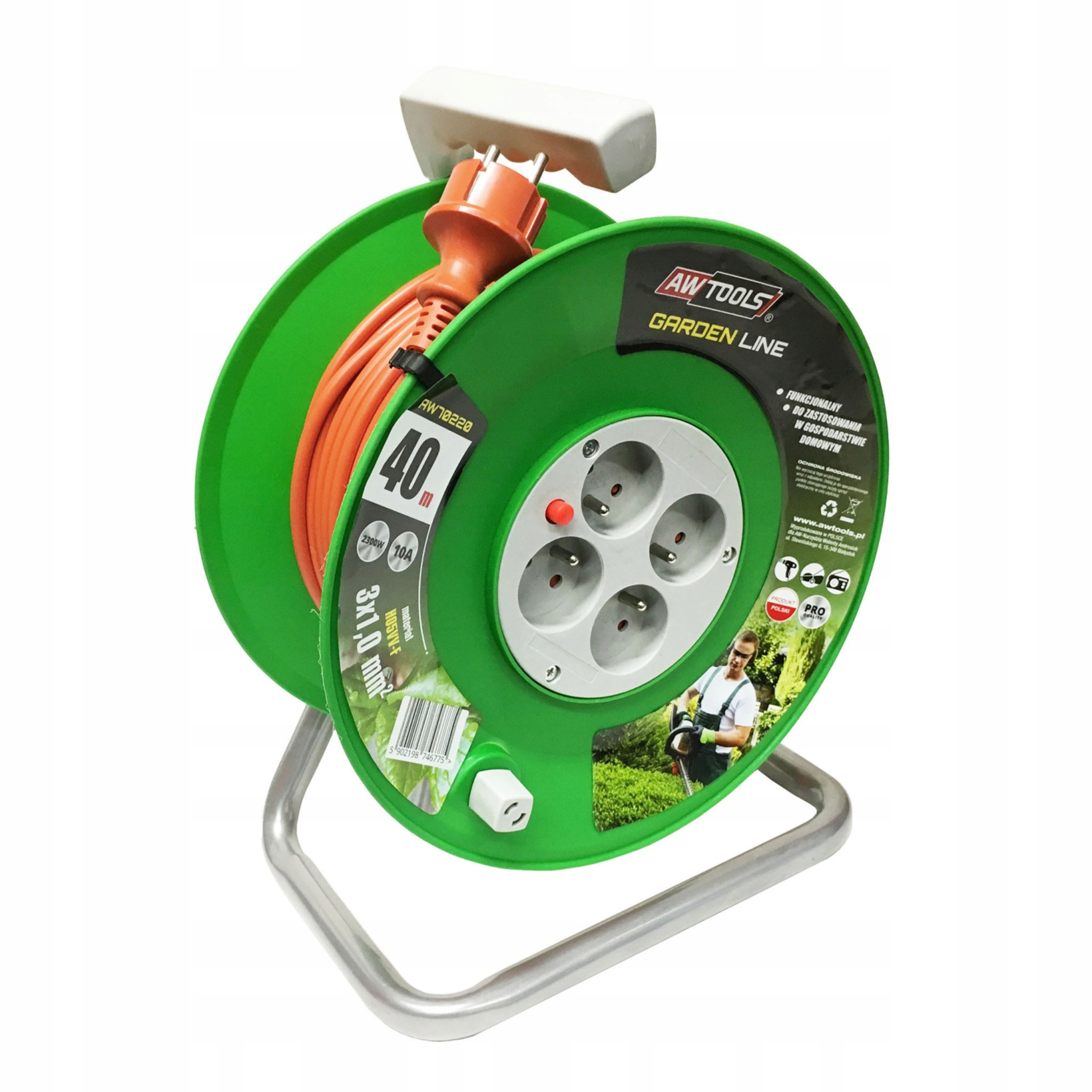 Przedłużacz Bębnowy Ogrodowy 40m 3x1mm IP44 Pomarańczowy AW70215 | AW70215 | 5902198746782