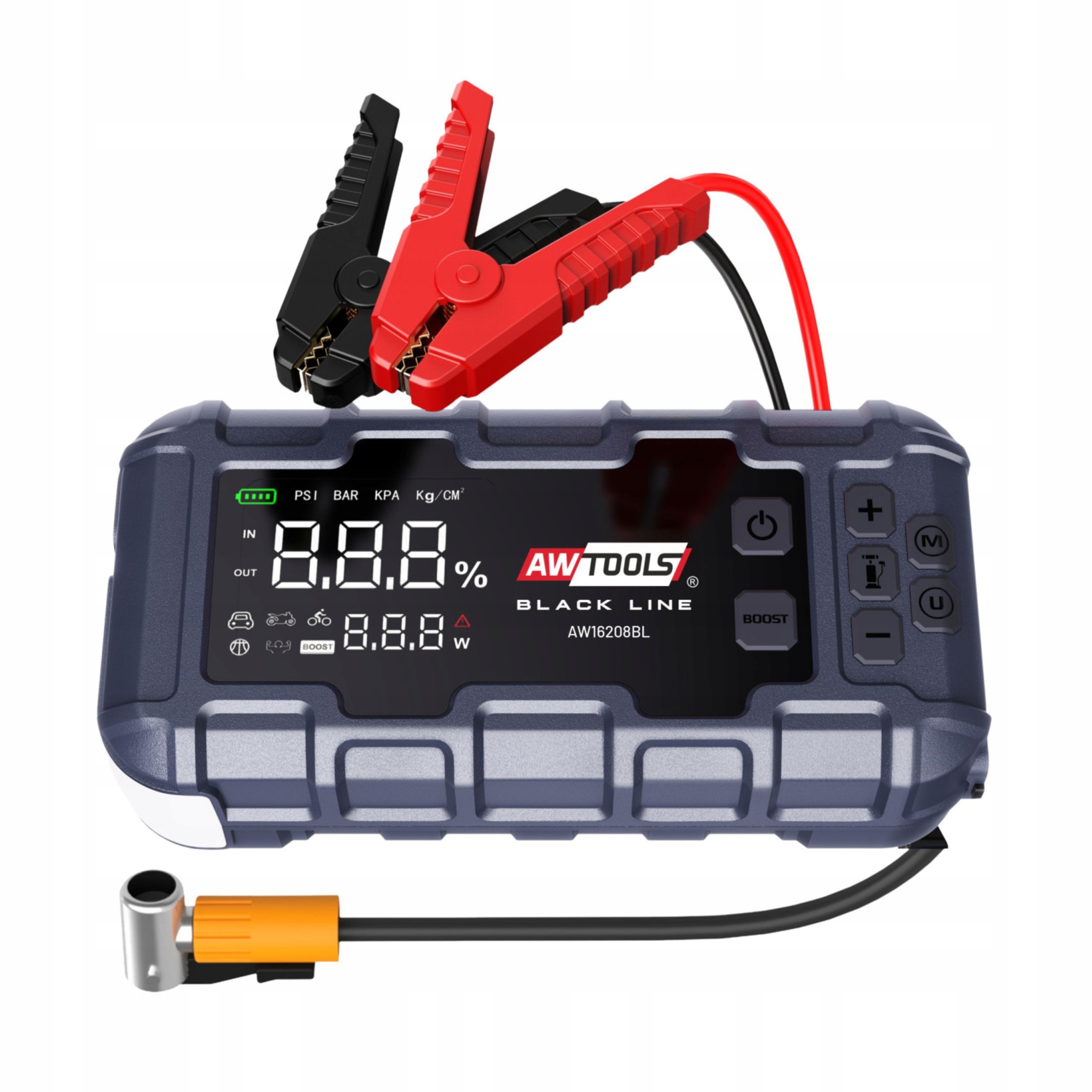 URZĄDZENIE ROZRUCHOWE Jump Starter Kompresor Powerbank 16000mAh 1200A MOCNY | AW16208BL | 5903678638382