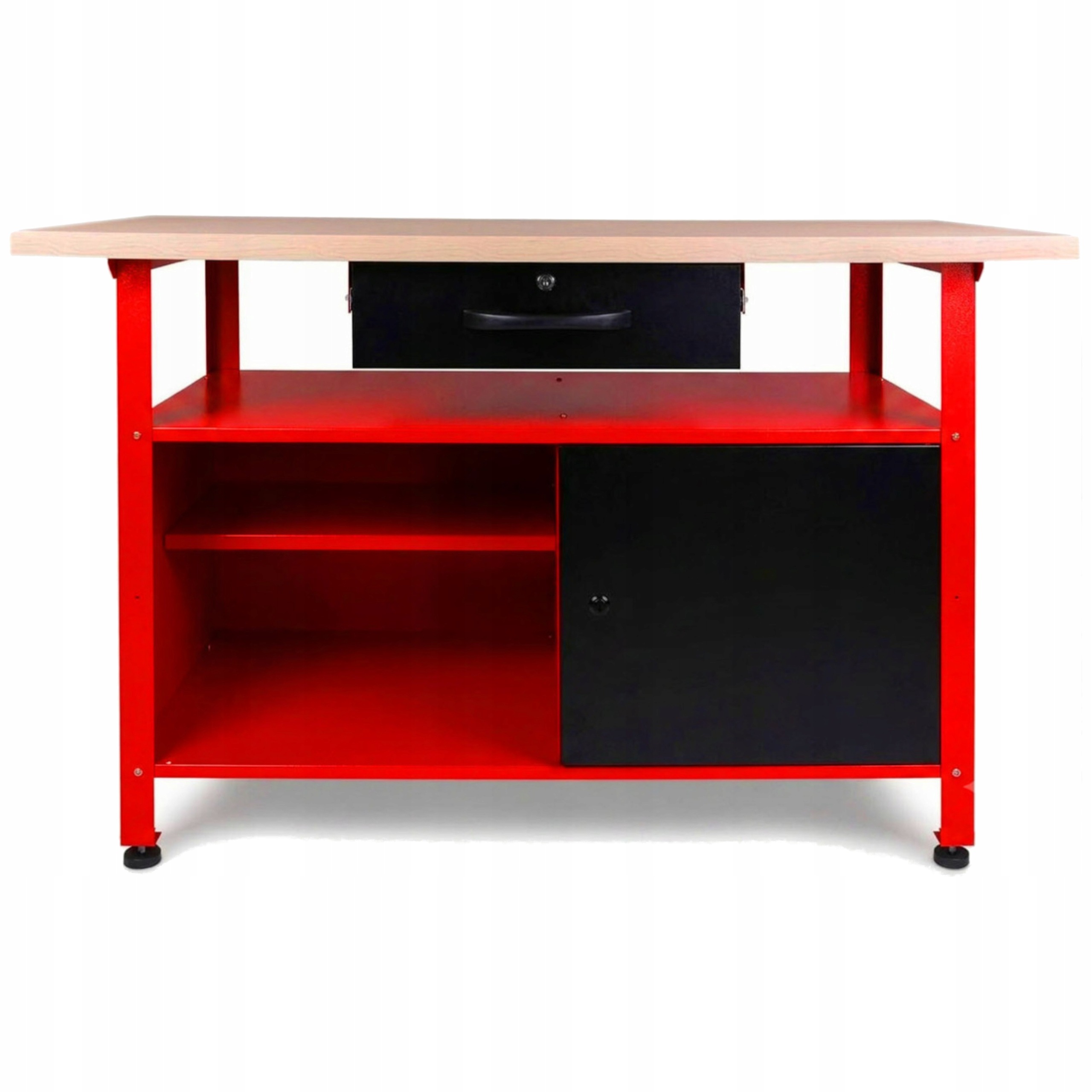 Stół Warsztatowy Metalowy 120x60cm Blat MDF 400kg Szuflada Szafka AW30901 | AW30901 | 5903678637026