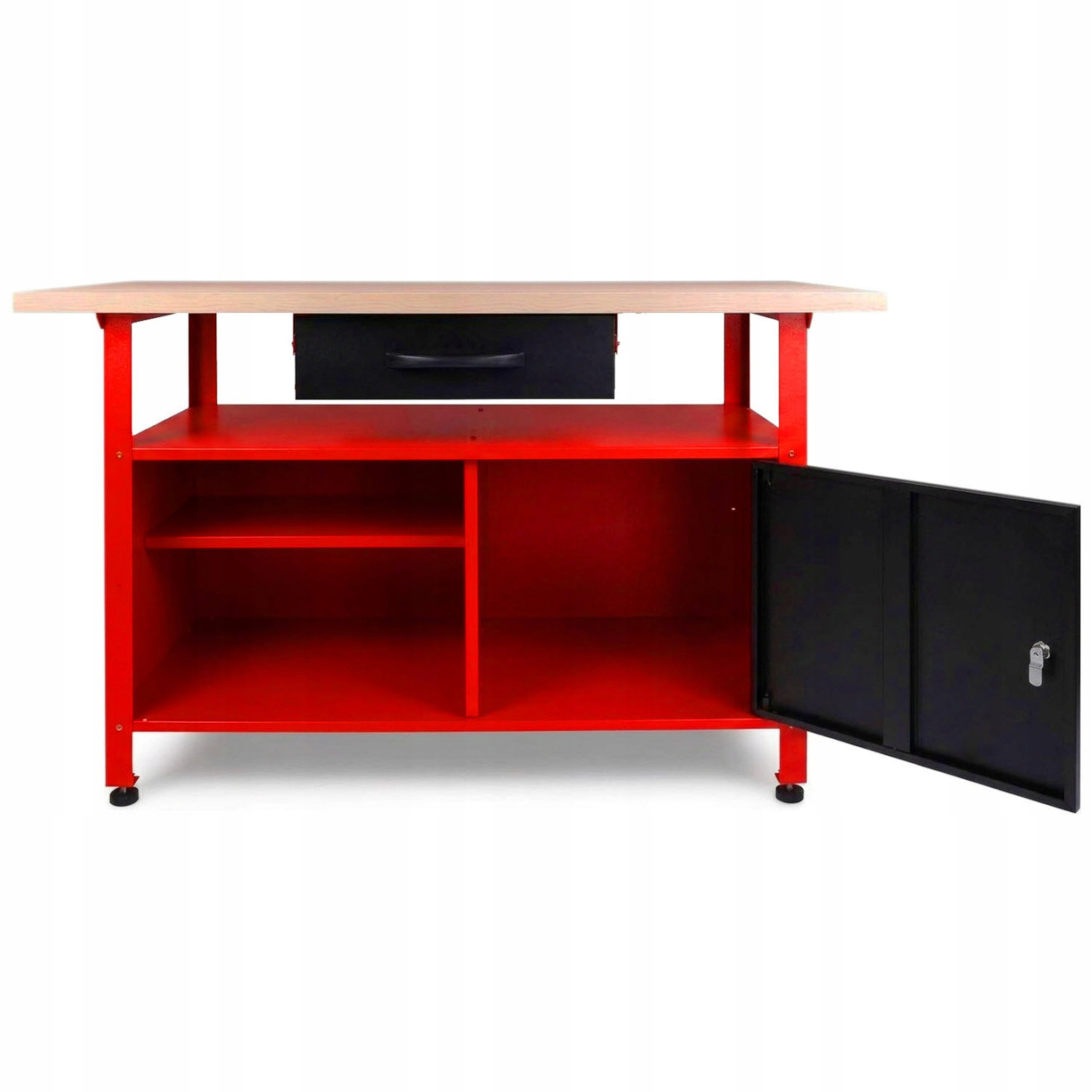 Stół Warsztatowy Metalowy 120x60cm Blat MDF 400kg Szuflada Szafka AW30901 | AW30901 | 5903678637026