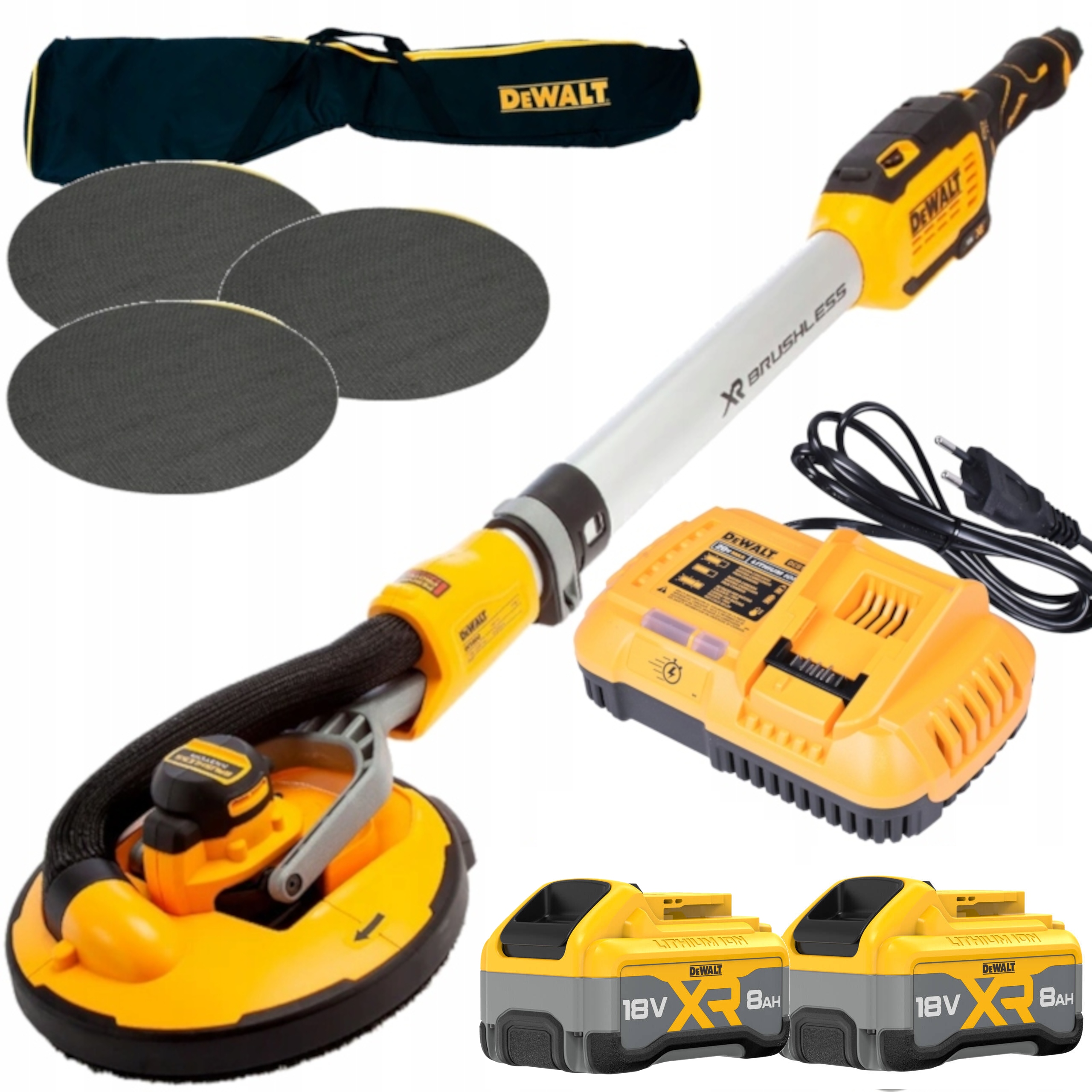 Szlifierka do Gipsu Gładzi Ścian Żyrafa DeWALT DCE800XW2 18V 2x8.0Ah 225mm | DCE800XW2-QW | 5035048847411